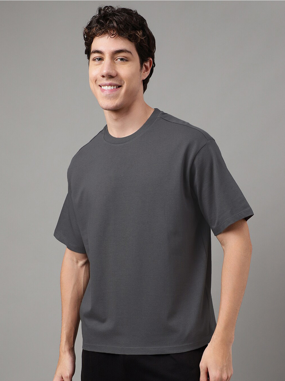 

Free Authority Oversized Polo Neck Pure Cotton T-Shirt, Grey