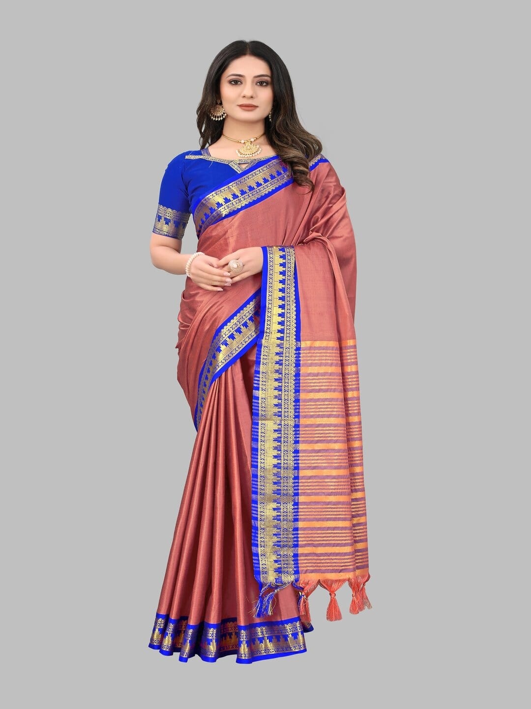 

Paramparik Textile Zari Pure Silk Banarasi Saree, Pink