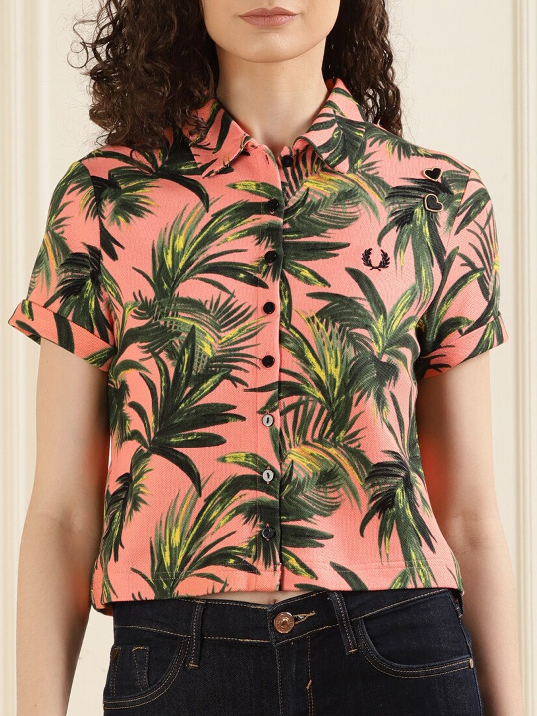 

Fred Perry Tropical Printed Cotton Casual Shirt, Pink