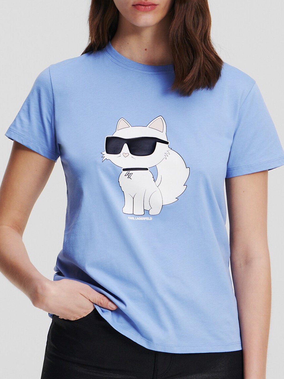 

Karl Lagerfeld Graphic Printed Cotton T-shirt, Blue
