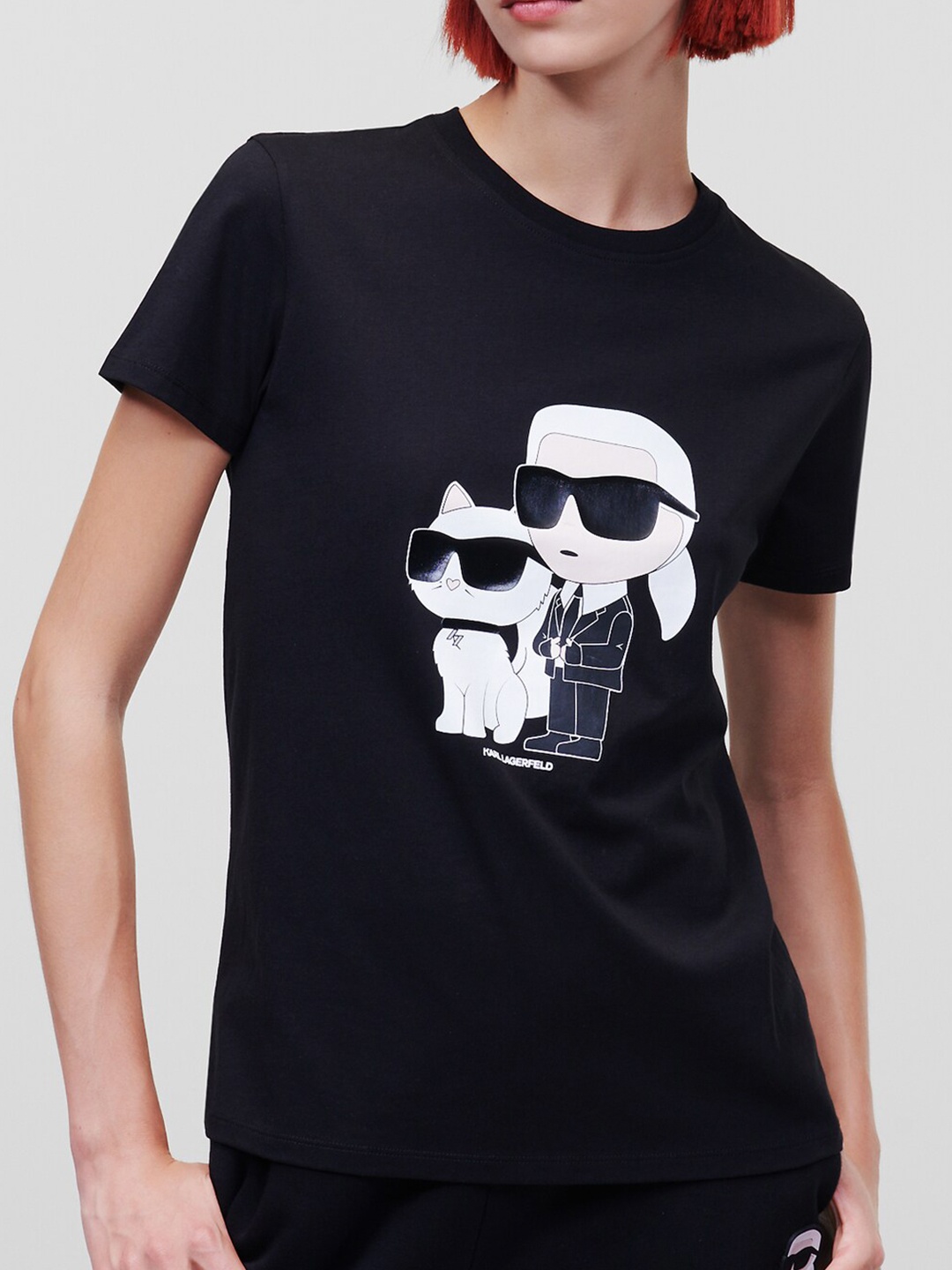 

Karl Lagerfeld Graphic Printed Cotton T-shirt, Black