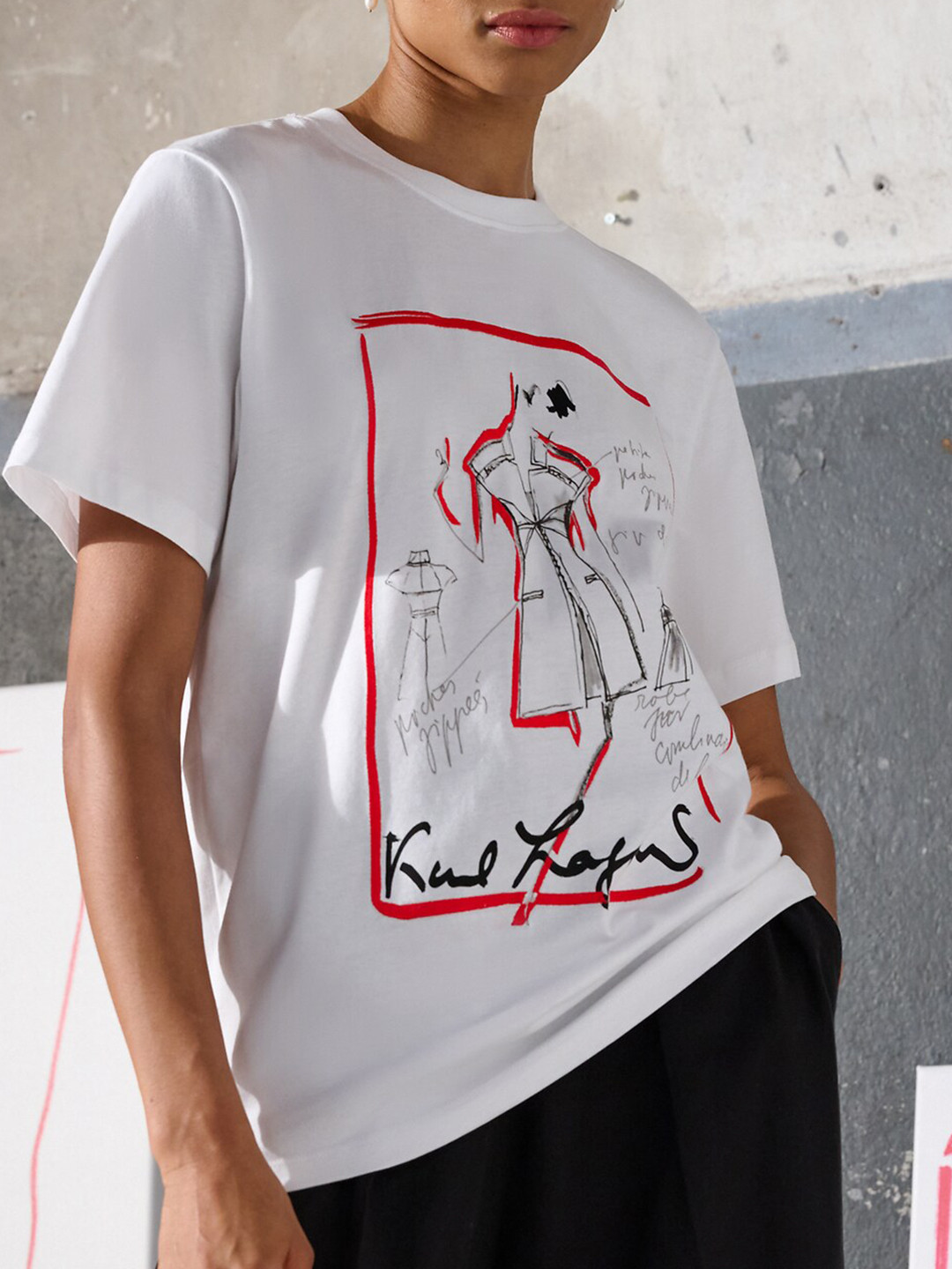 

Karl Lagerfeld Graphic Printed Cotton T-shirt, White