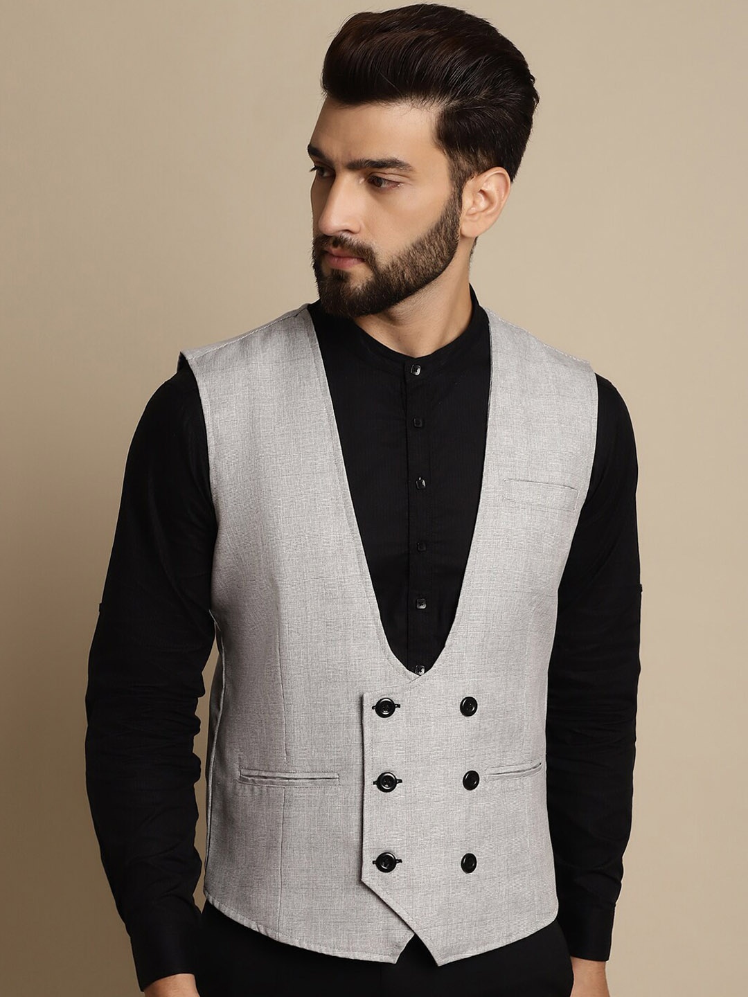 

even Double Breast Waist Coat, Grey