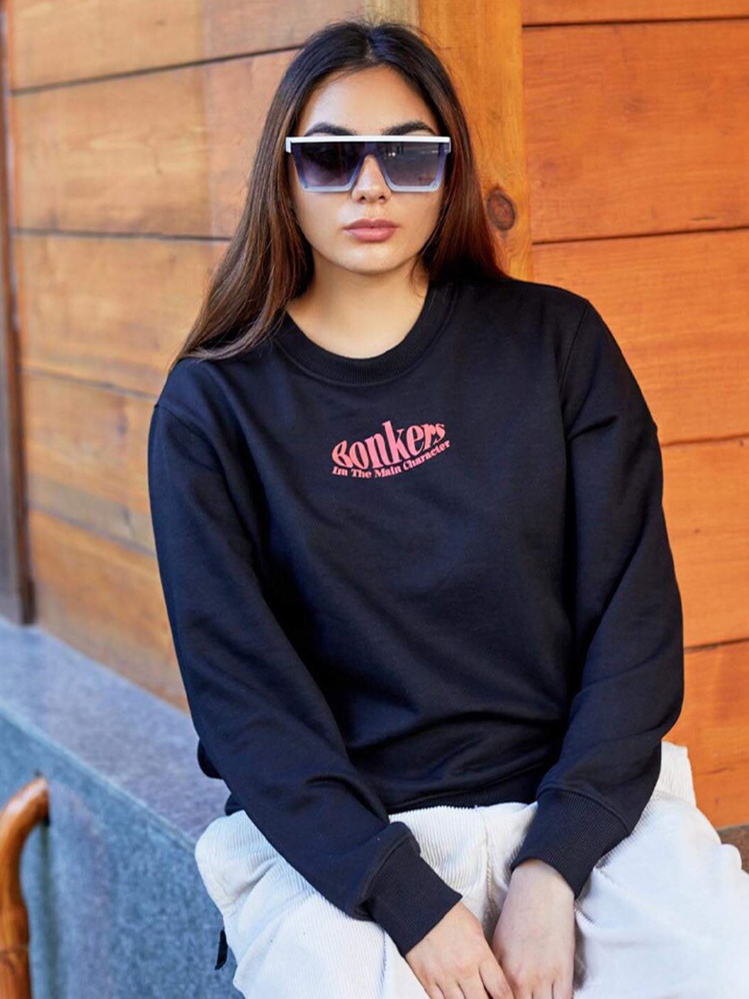 

Bonkers Corner Black Typography Printed Cotton Sweatshirt