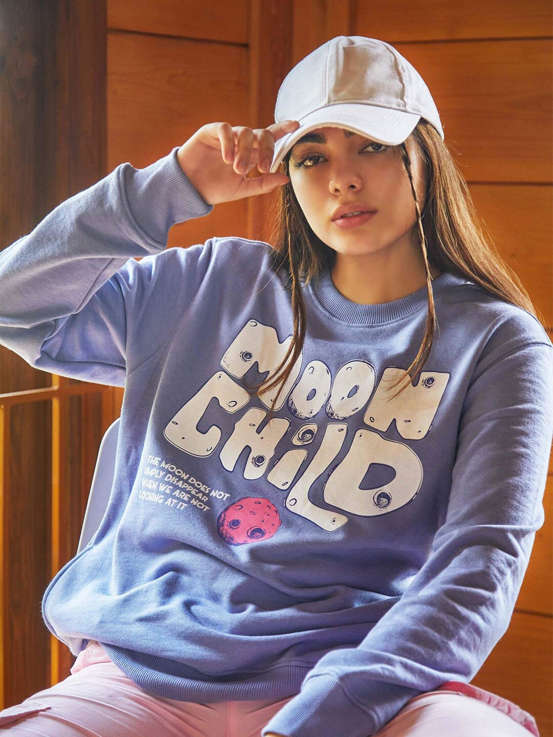 

Bonkers Corner Purple Typography Printed Cotton Pullover