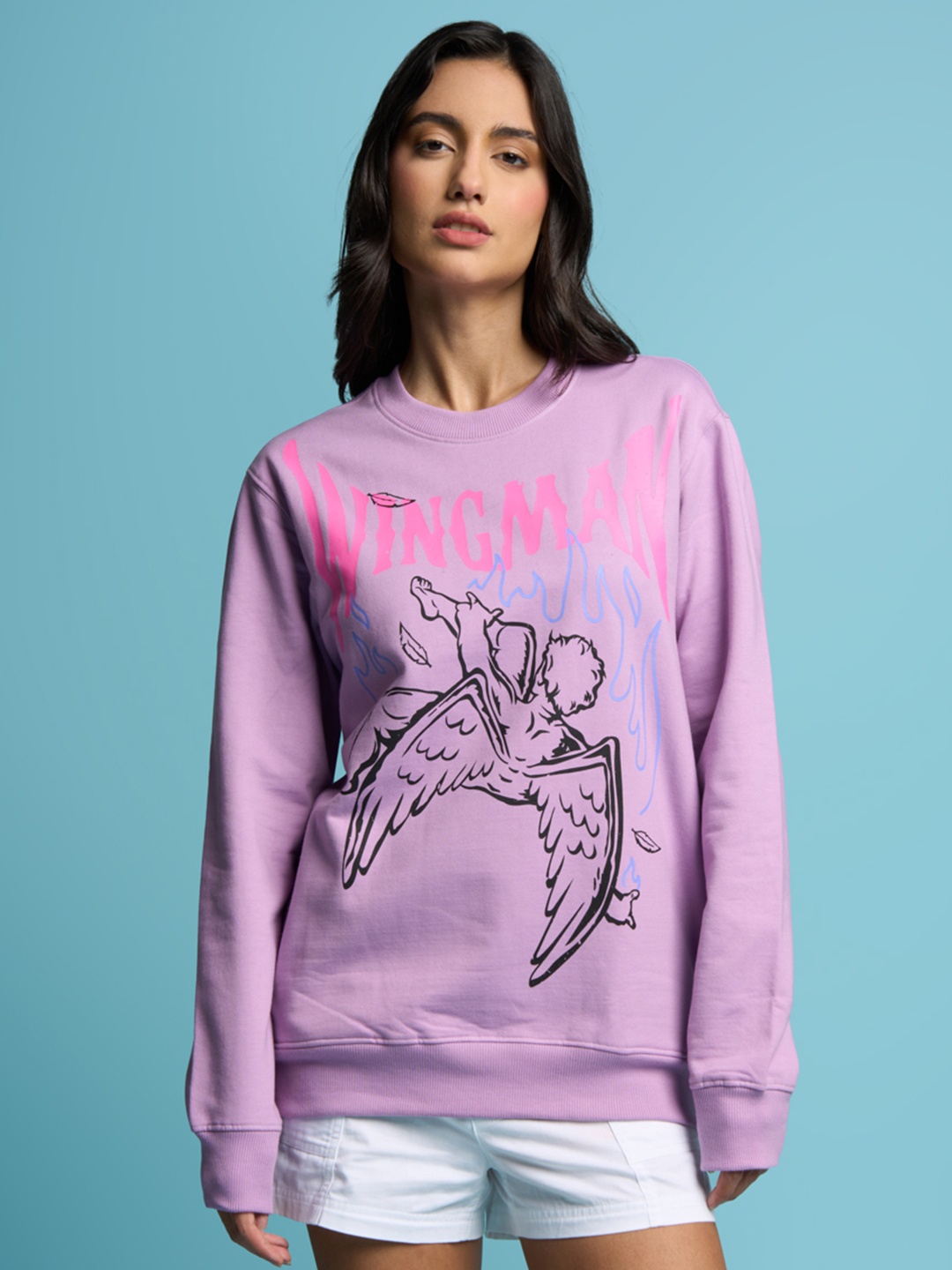 

Bonkers Corner Graphic Printed Cotton Sweatshirt, Lavender