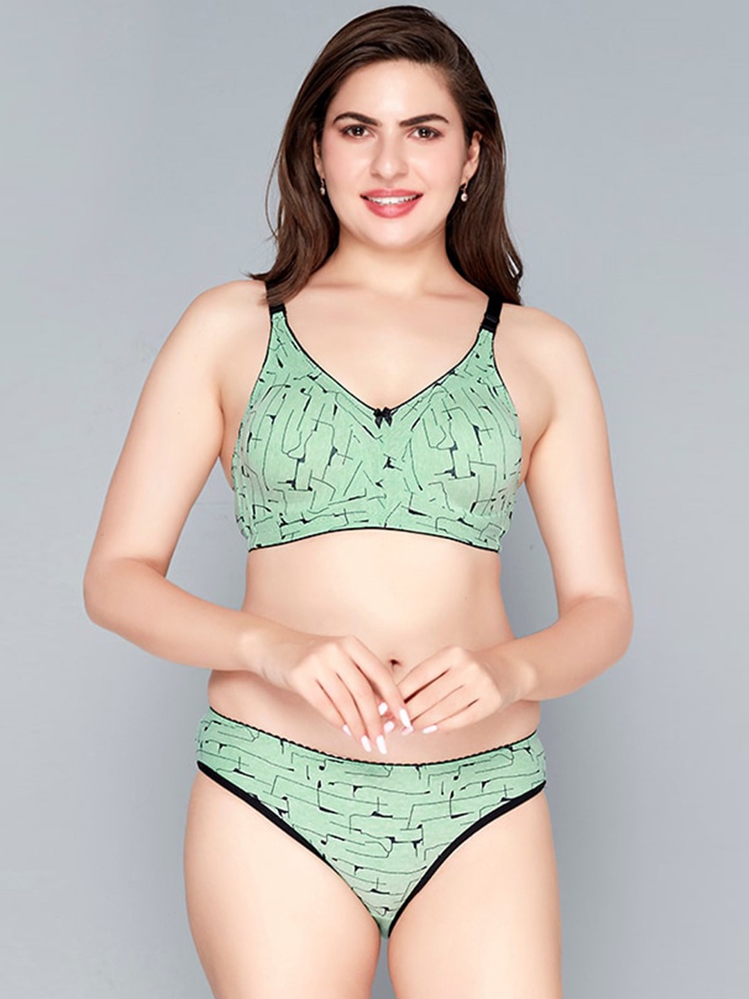 

Lady Love Printed Lingerie Set, Green