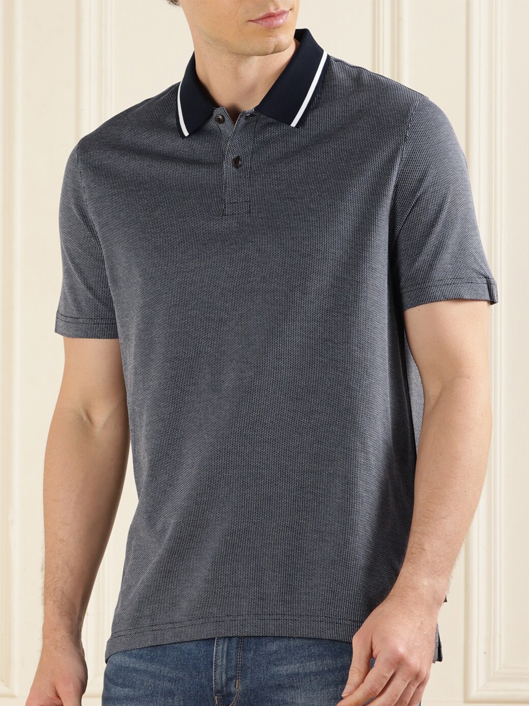

Ted Baker Self Design Polo Collar Cotton T-shirt, Blue
