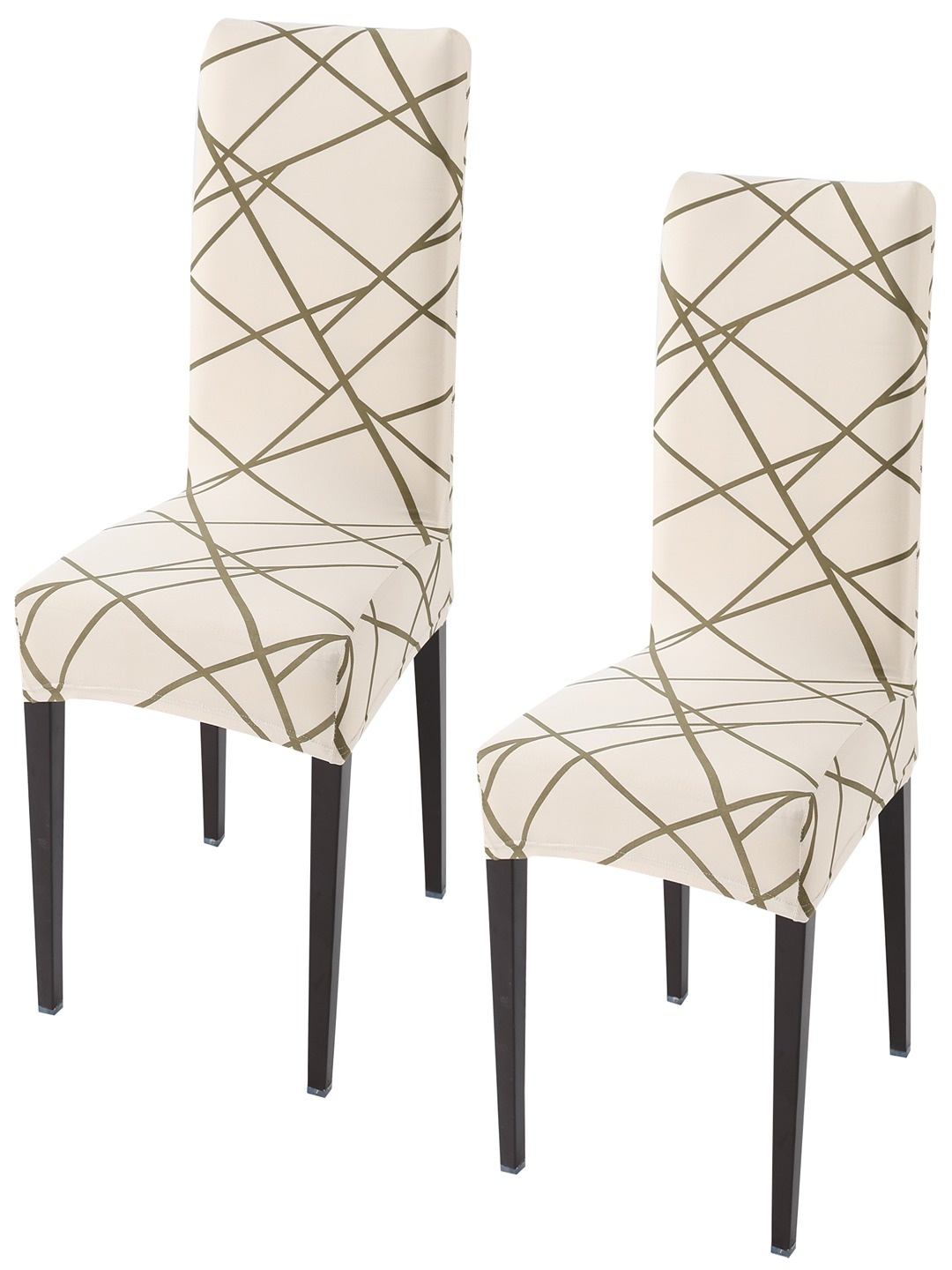 

HOKIPO Beige 2-Piece Printed Stretchable Chair Covers