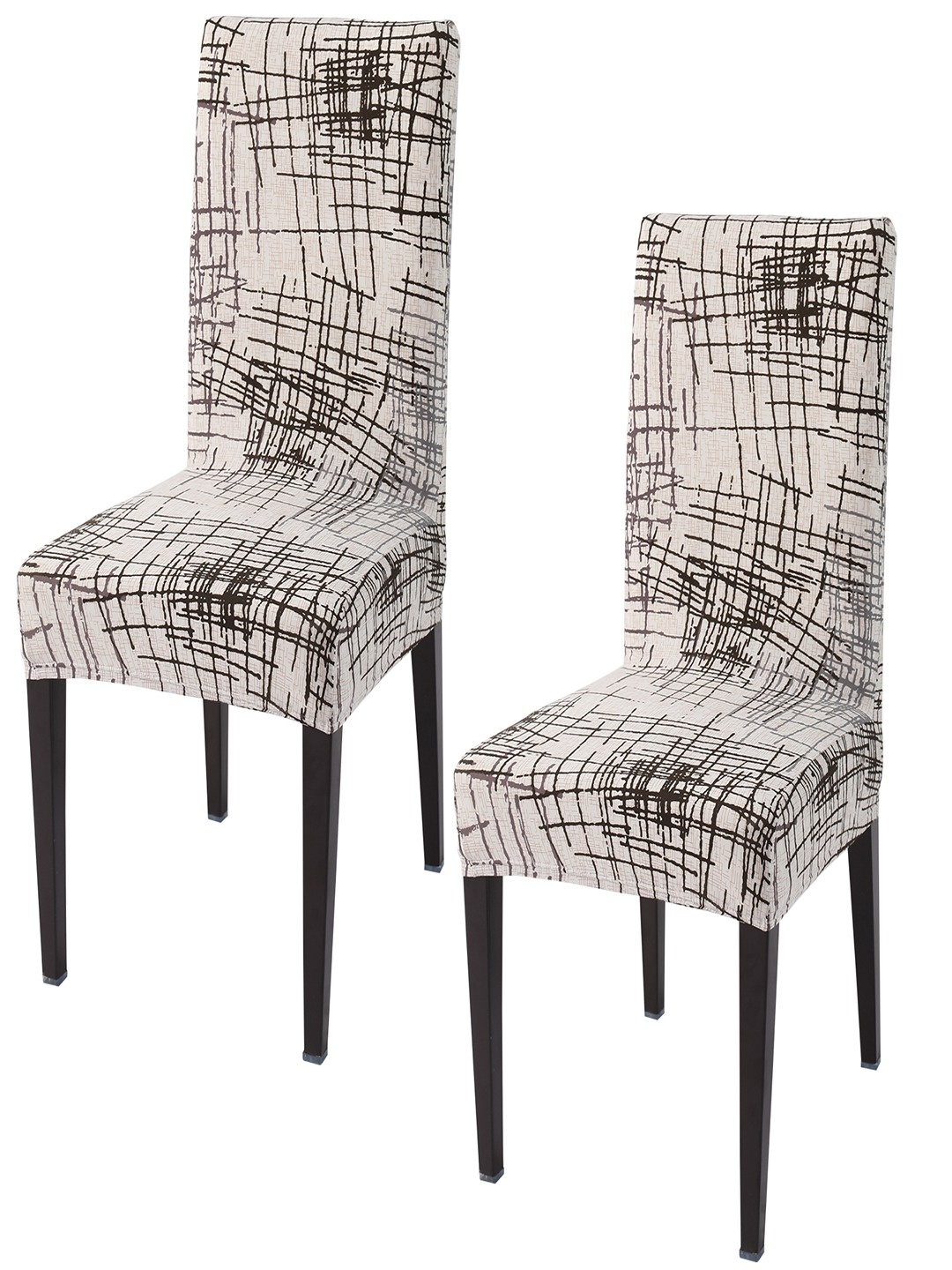 

HOKIPO Beige & Black 2-Pieces Printed Stretchable Chair Covers