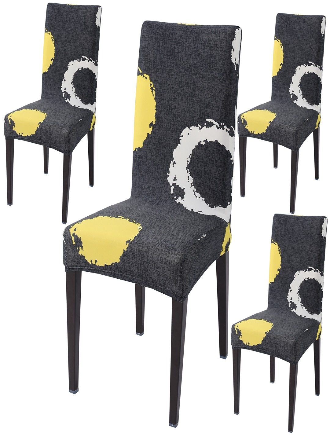 

HOKIPO Black 4 Pieces Printed Stretchable Chair Covers