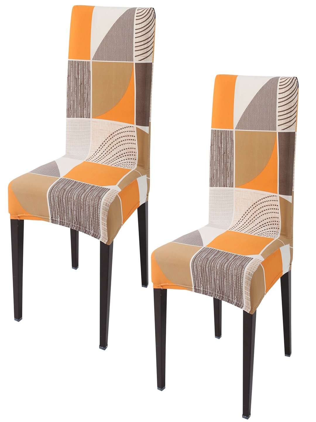 

HOKIPO Orange 2 Pieces Printed Stretchable Chair Covers