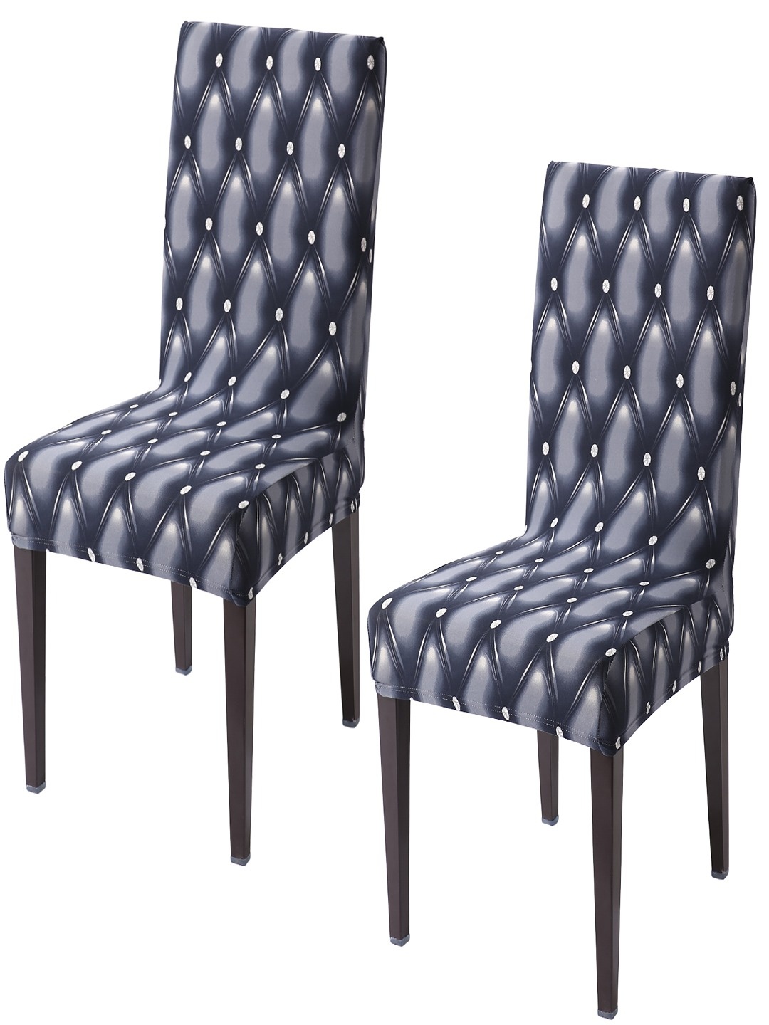 

HOKIPO Blue & Grey 2 Pieces Printed Stretchable Chair Covers