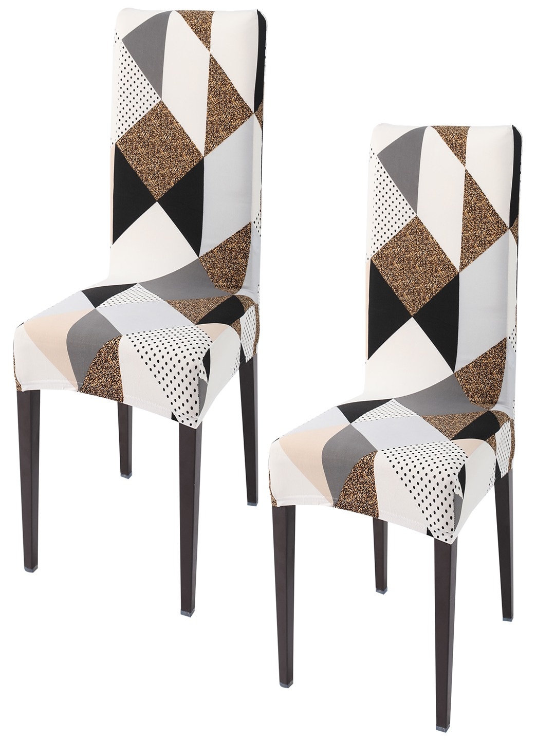 

HOKIPO 2 Pieces Grey & Brown Printed Stretchable Chair Covers