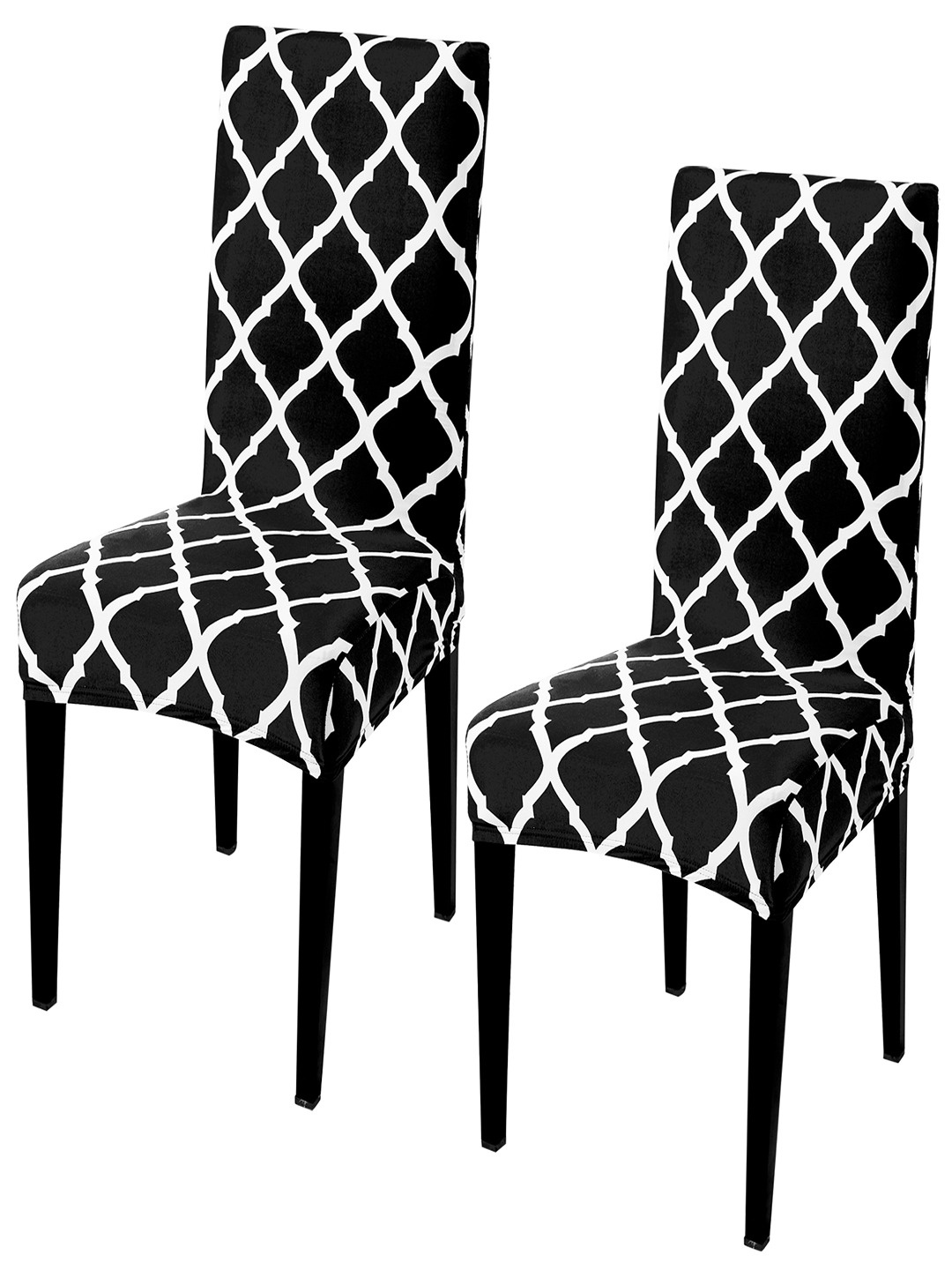 

HOKIPO Black & White 2 Piece Printed Stretchable Chair Covers