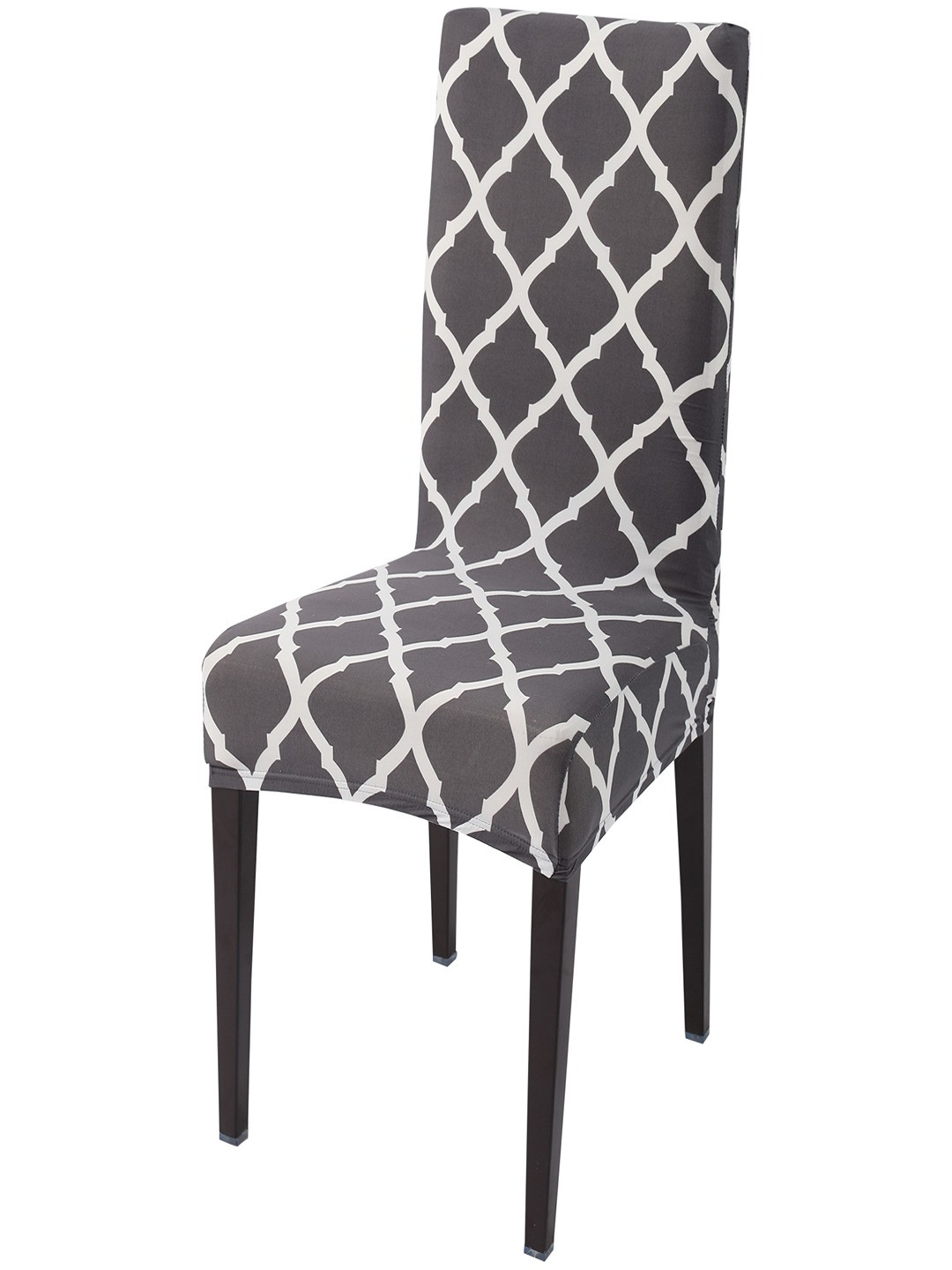 

HOKIPO Grey & White Printed Stretchable Chair Cover