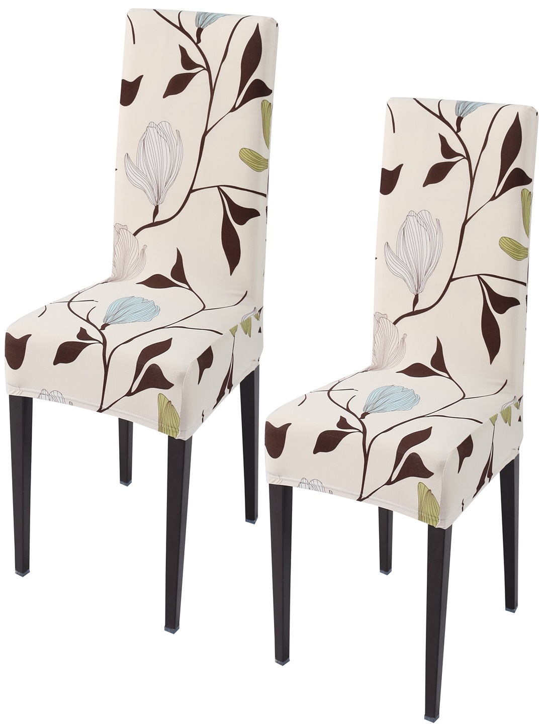 

HOKIPO Beige & Brown 2 Pieces Printed Stretchable Chair Covers
