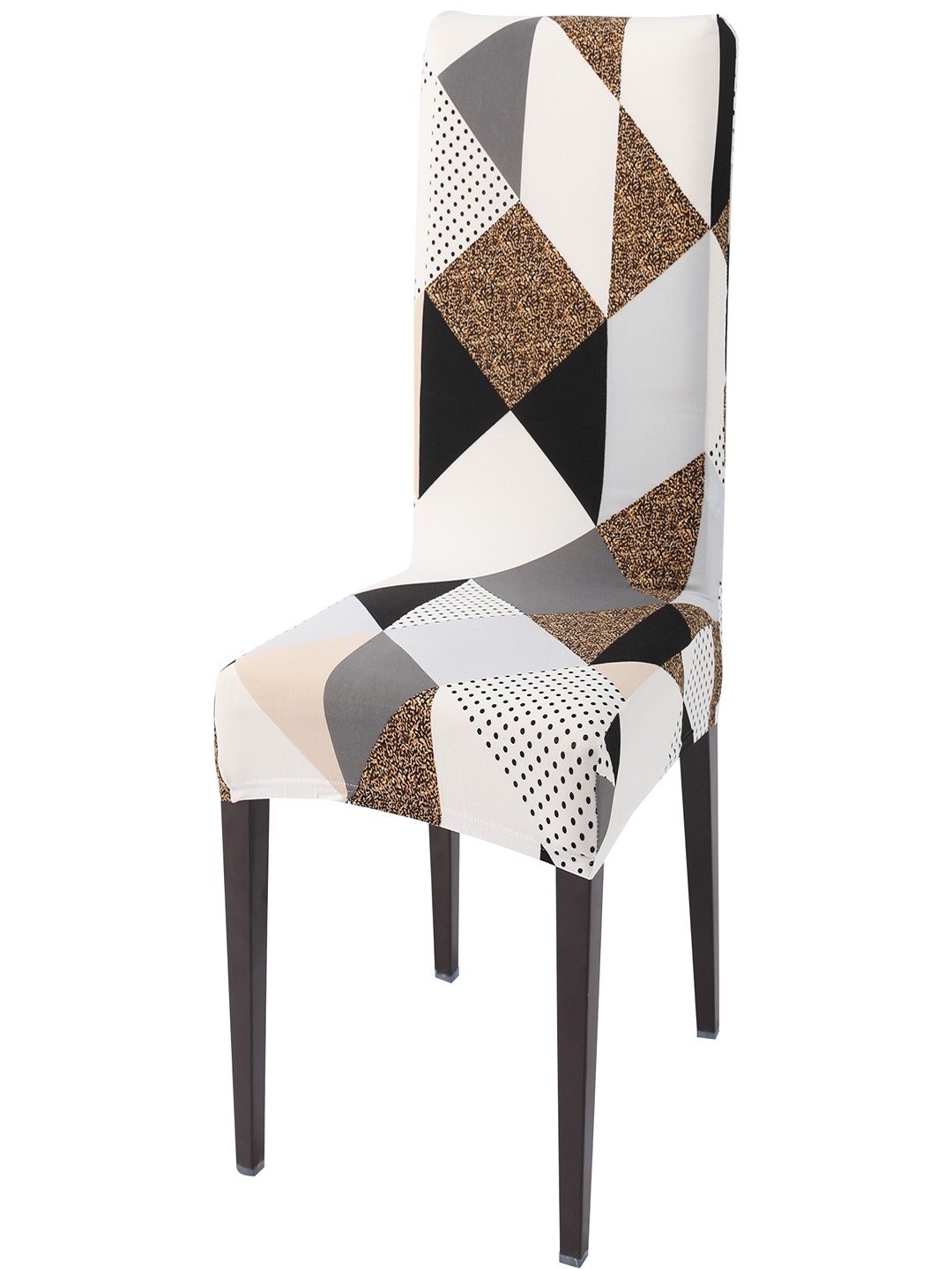 

HOKIPO Grey & Brown Printed Stretchable Chair Cover