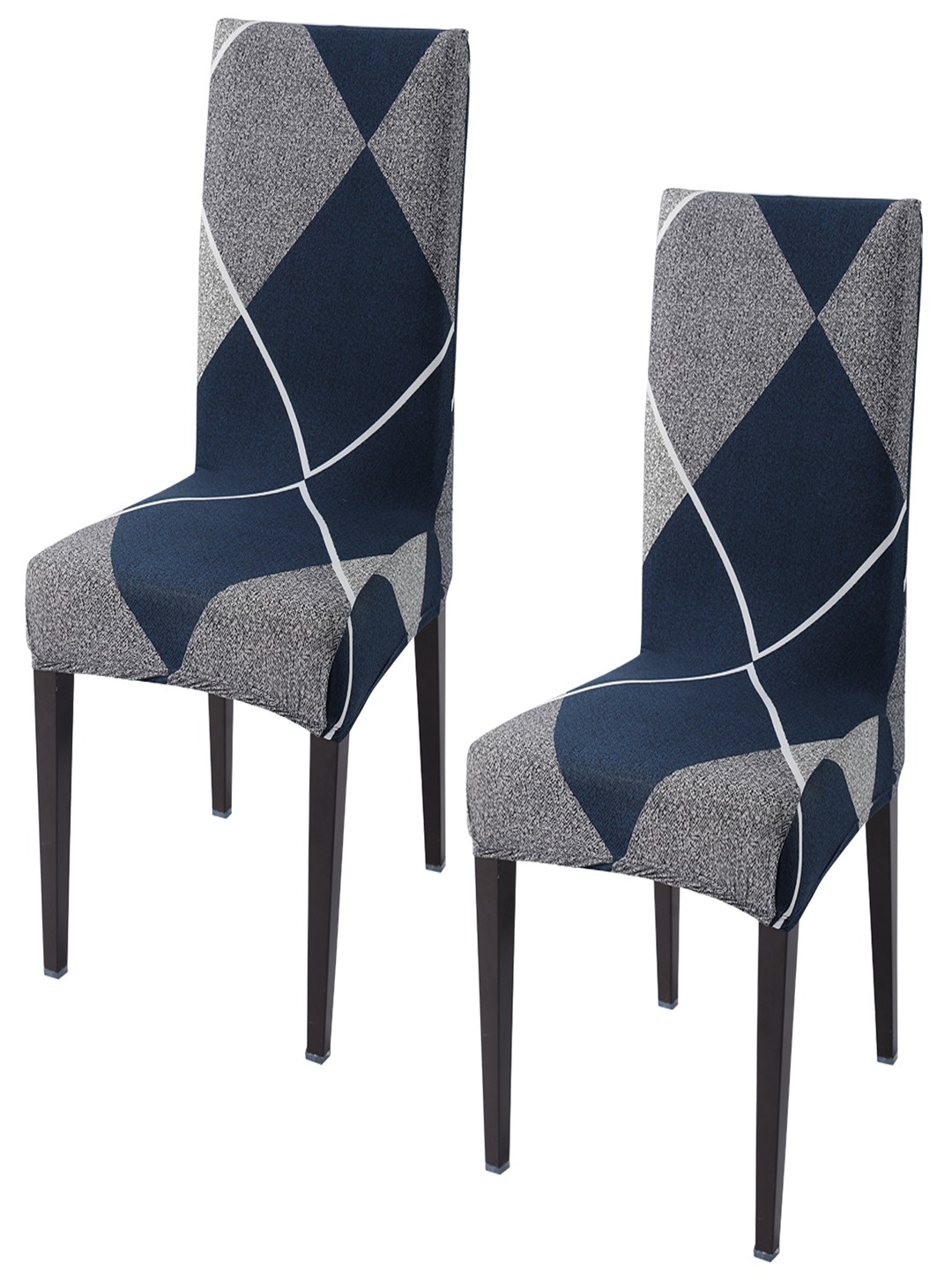 

HOKIPO Blue & Grey 2 Pieces Printed Stretchable Chair Covers