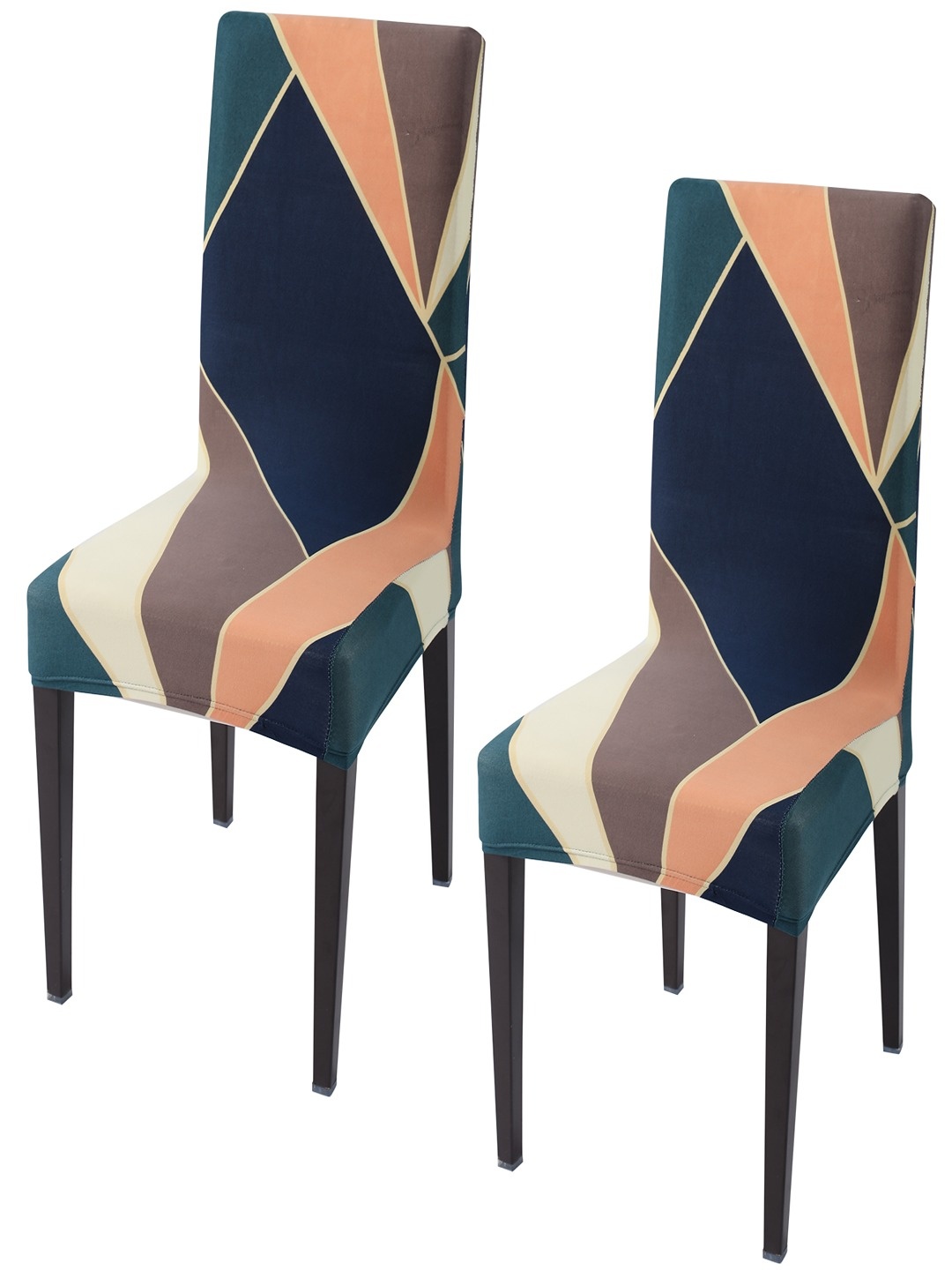 

HOKIPO Blue & Orange 2 Pieces Printed Stretchable Chair Covers