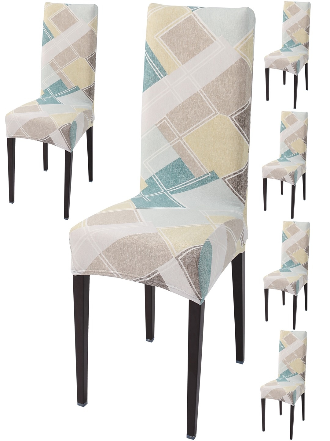 

HOKIPO 6 Pcs White & Pink Printed Stretchable Chair Covers