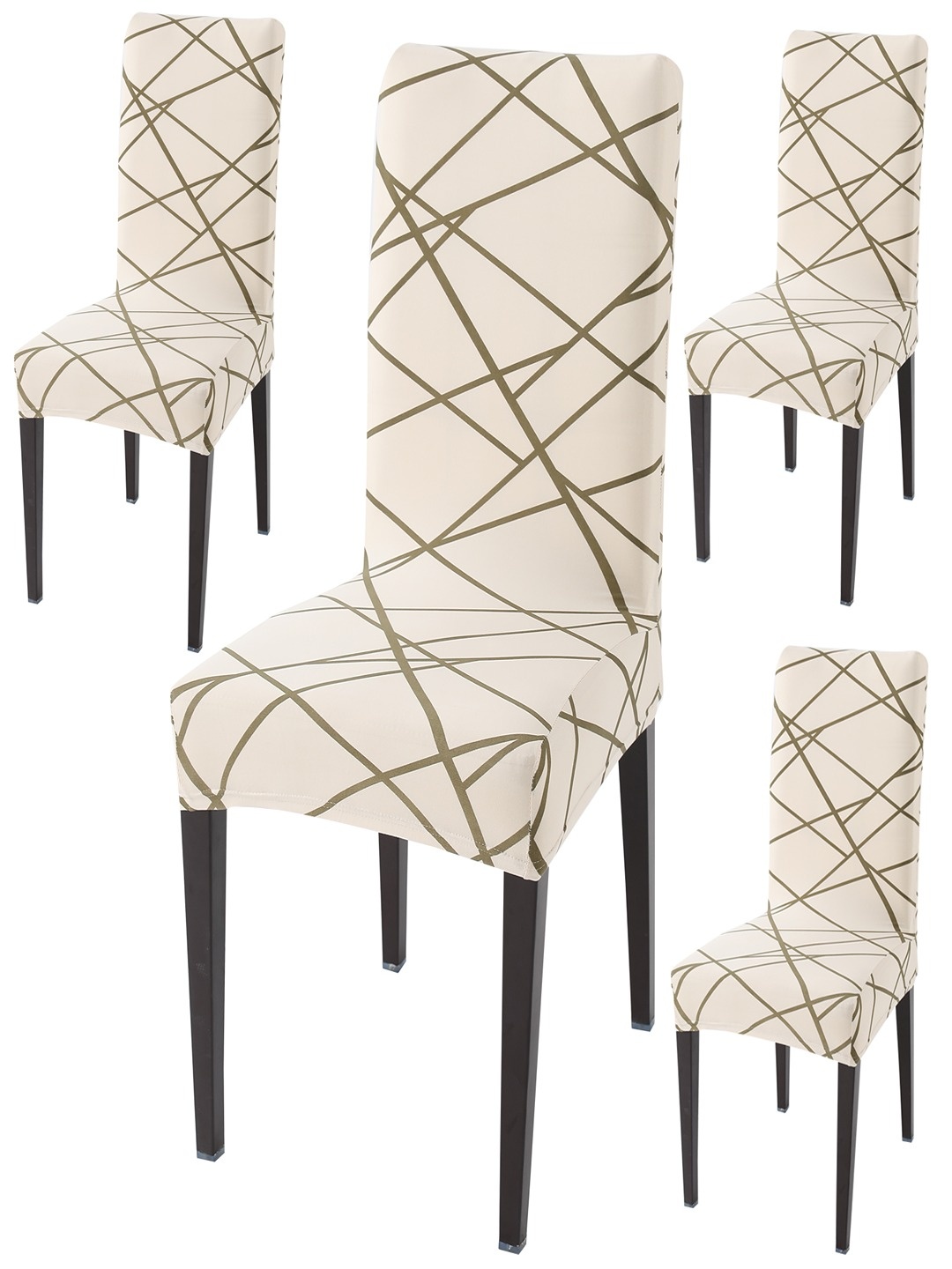 

HOKIPO Beige 4-Pieces Printed Stretchable Chair Covers