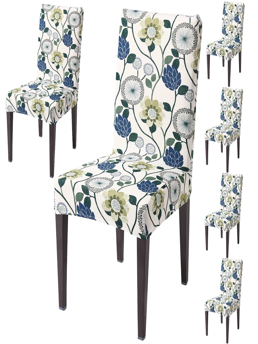 

HOKIPO Off White & Green 6-Pieces Printed Stretchable Chair Covers