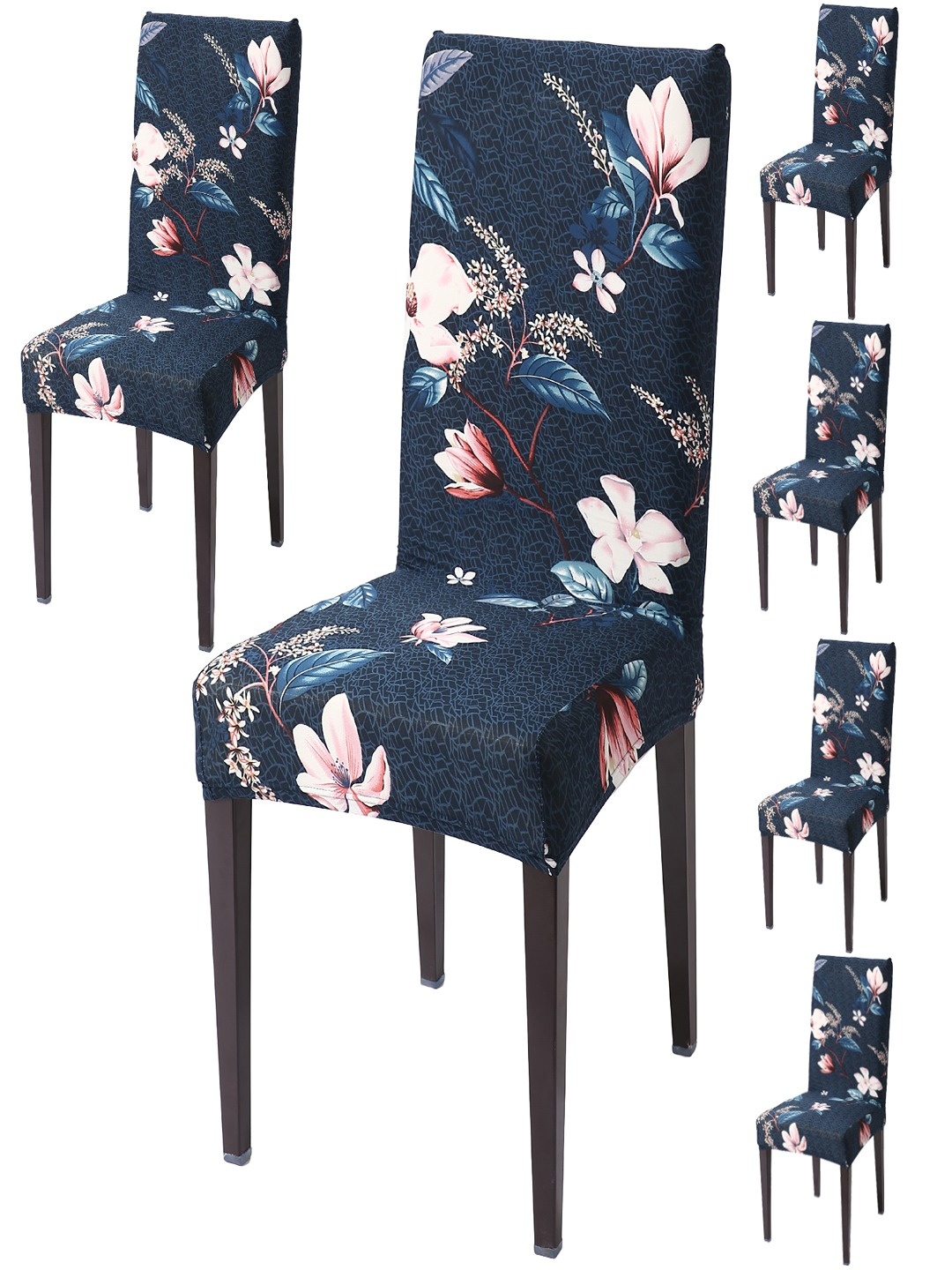

HOKIPO Blue 6 Pieces Printed Stretchable Chair Covers