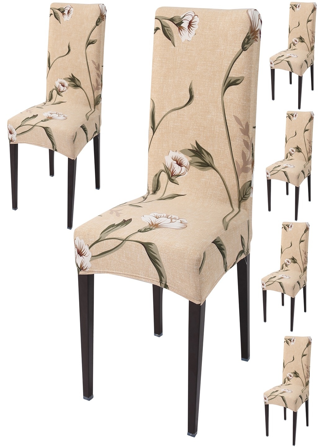 

HOKIPO Brown 6 Piece Printed Stretchable Chair Covers