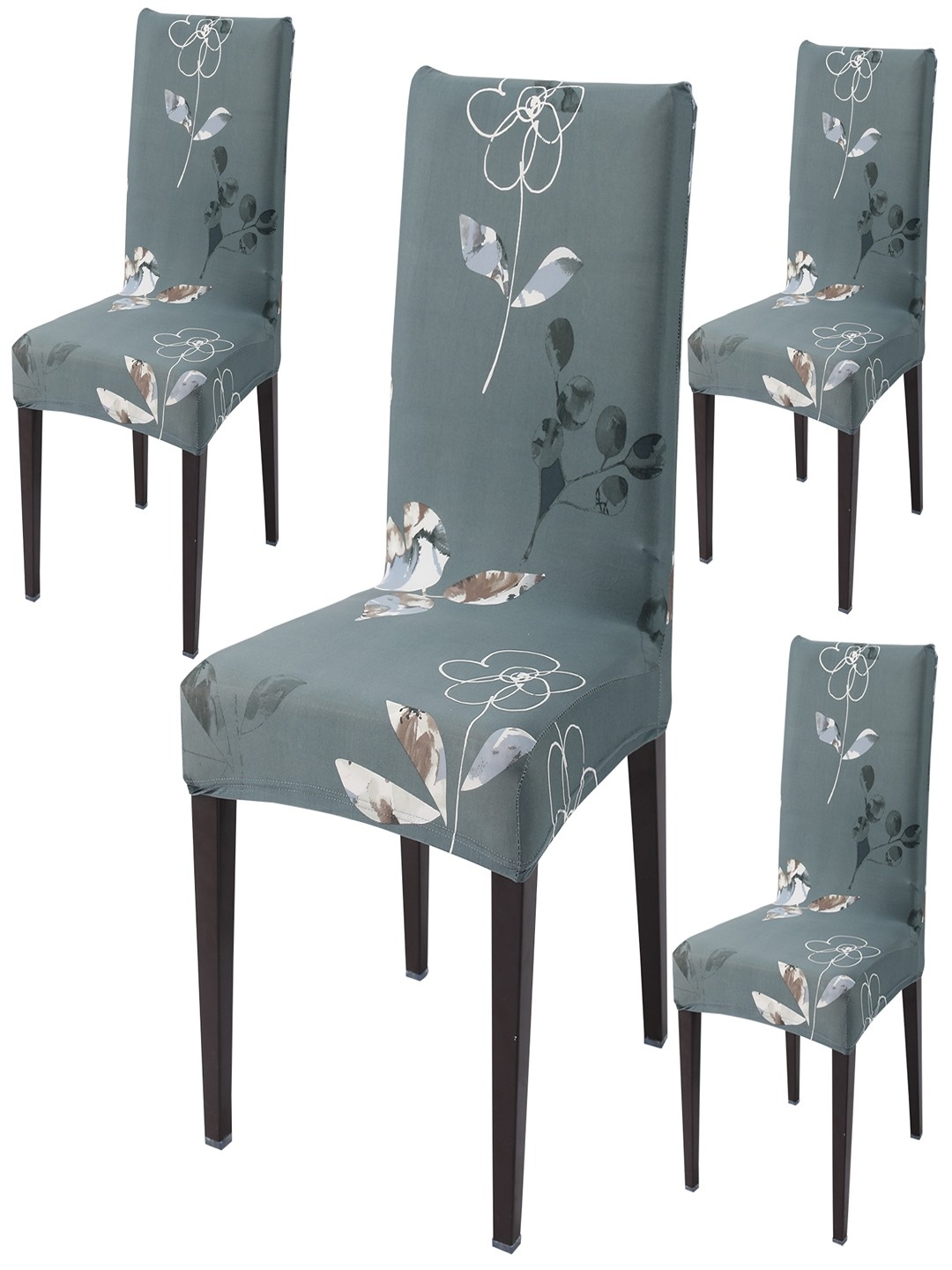 

HOKIPO Grey 4 Piece Printed Stretchable Chair Covers