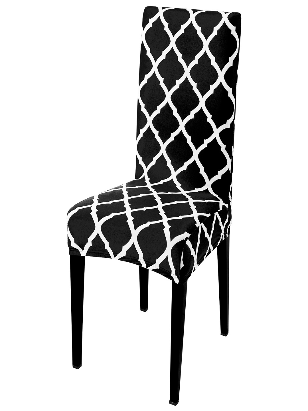 

HOKIPO Black & White Printed Stretchable Chair Cover