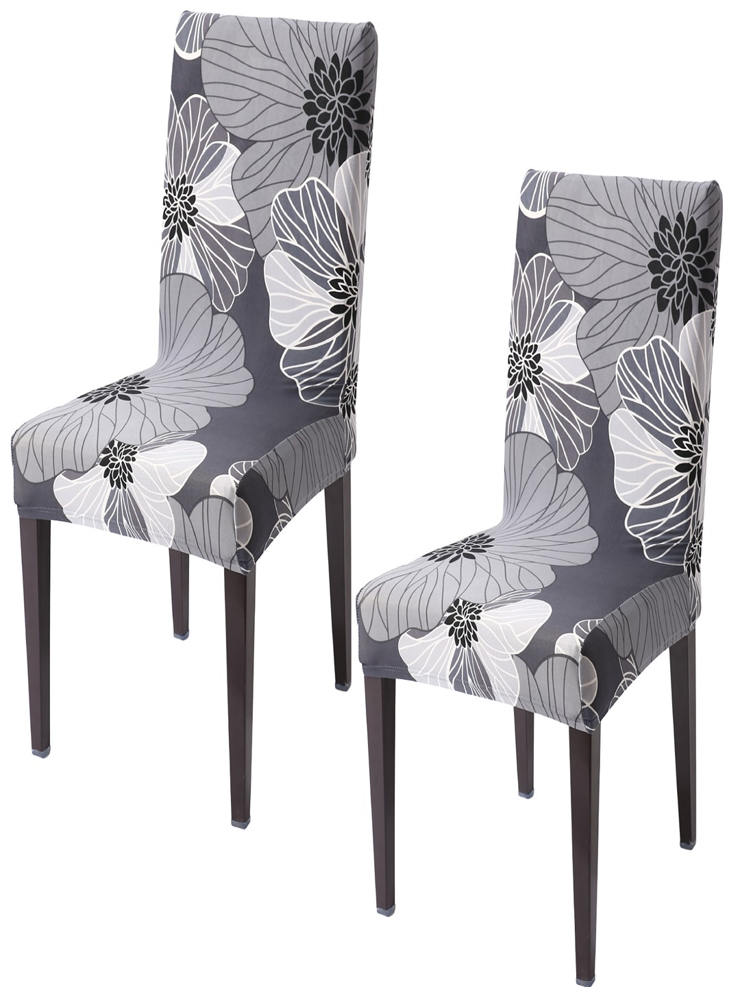

HOKIPO Grey 2 Piece Printed Stretchable Chair Covers