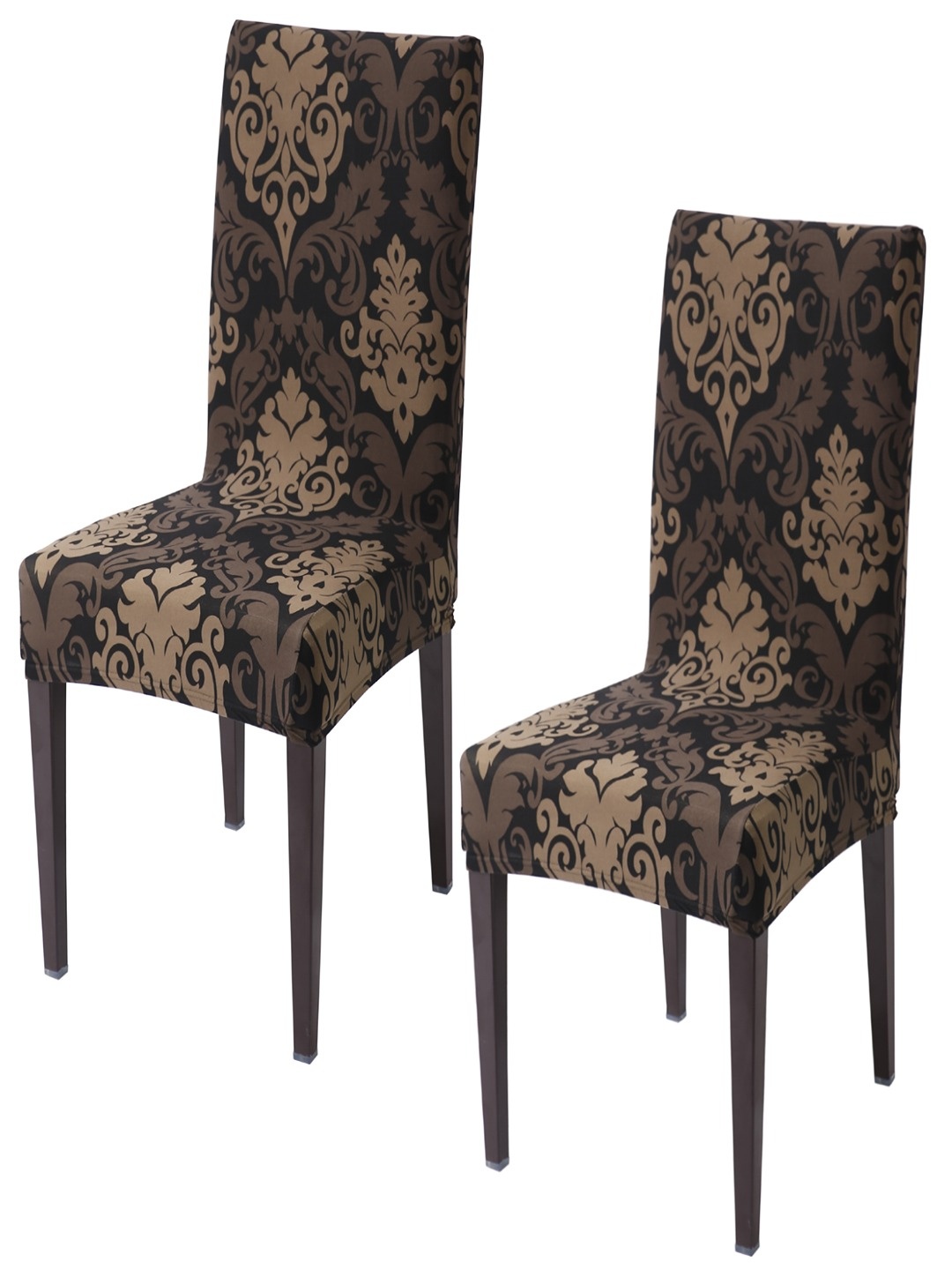 

HOKIPO 2 Piece Brown & Black Printed Stretchable Chair Covers