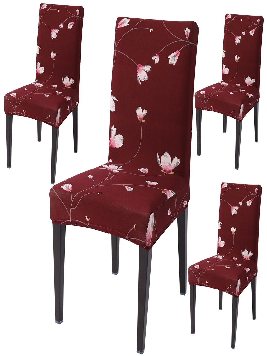 

HOKIPO Red 4 Pieces Printed Stretchable Chair Covers