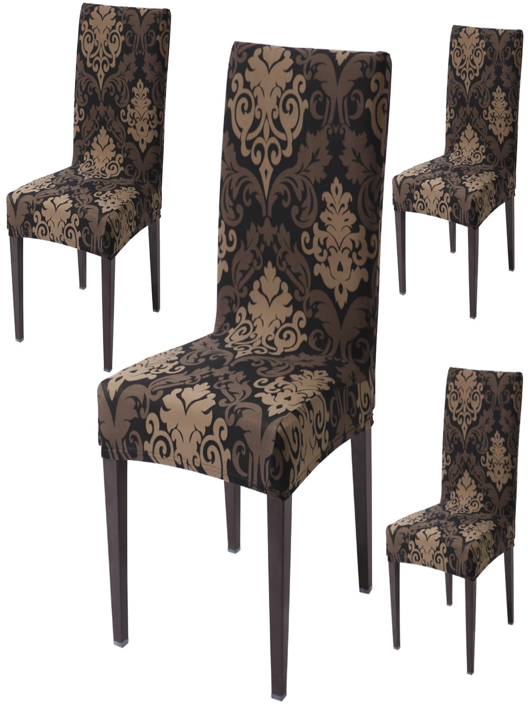 

HOKIPO Brown & Black 4 Pieces Printed Stretchable Chair Covers