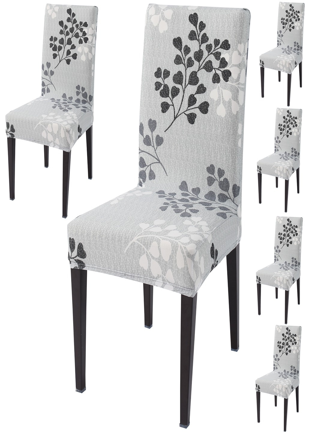 

HOKIPO Grey & White 6 Pieces Printed Stretchable Chair Covers