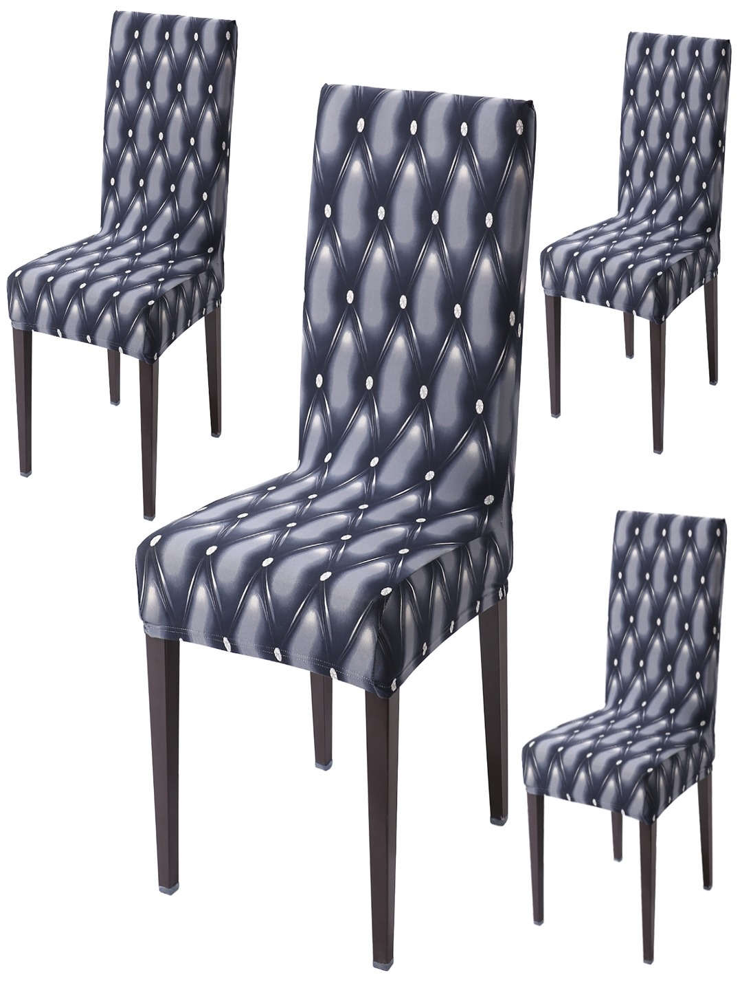 

HOKIPO Blue & White 4-Pieces Printed Stretchable Chair Covers