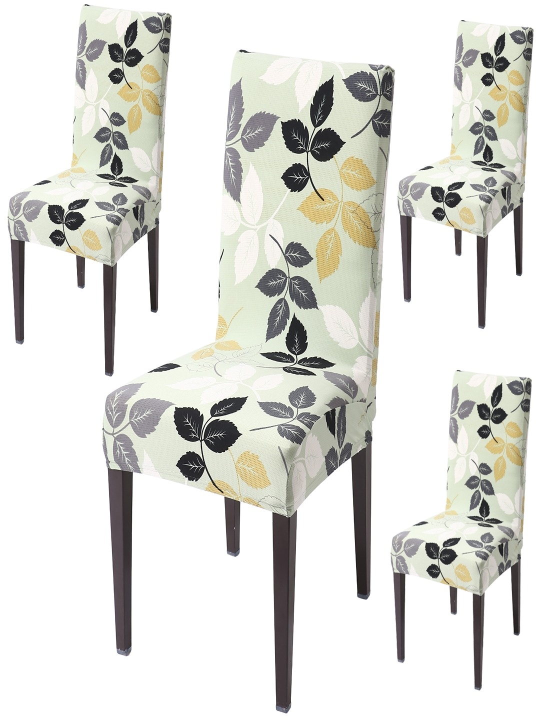 

HOKIPO Green & White 4-Pieces Floral Printed Stretchable Chair Covers