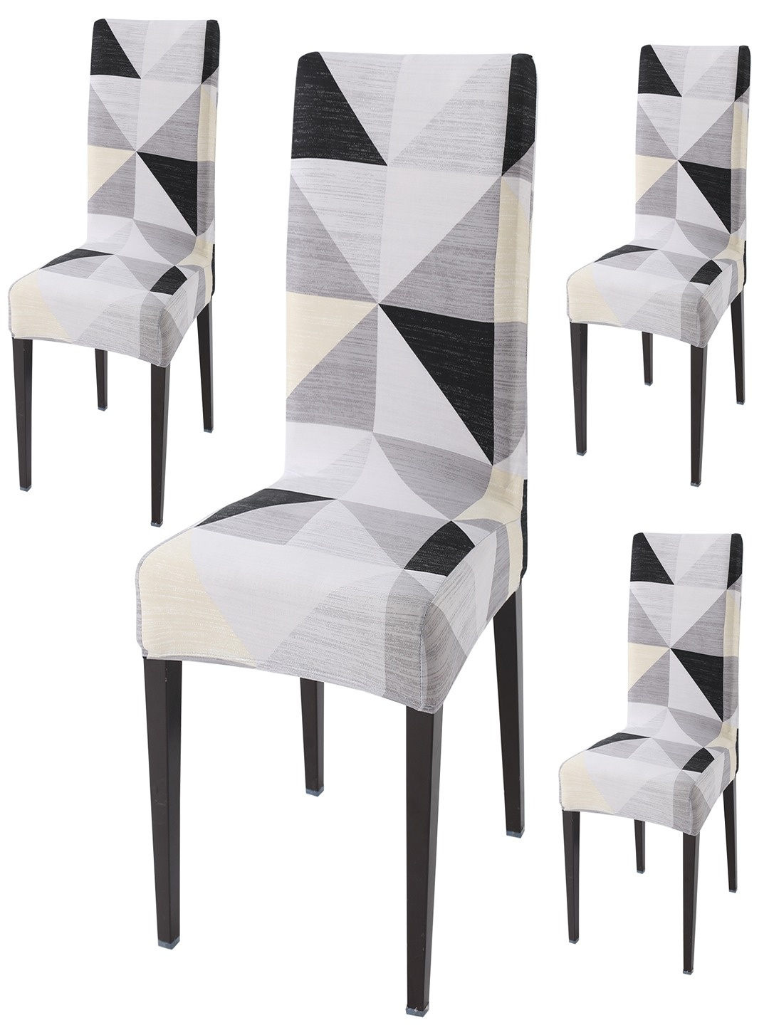 

HOKIPO Grey & Black 4 Pieces Printed Stretchable Chair Covers