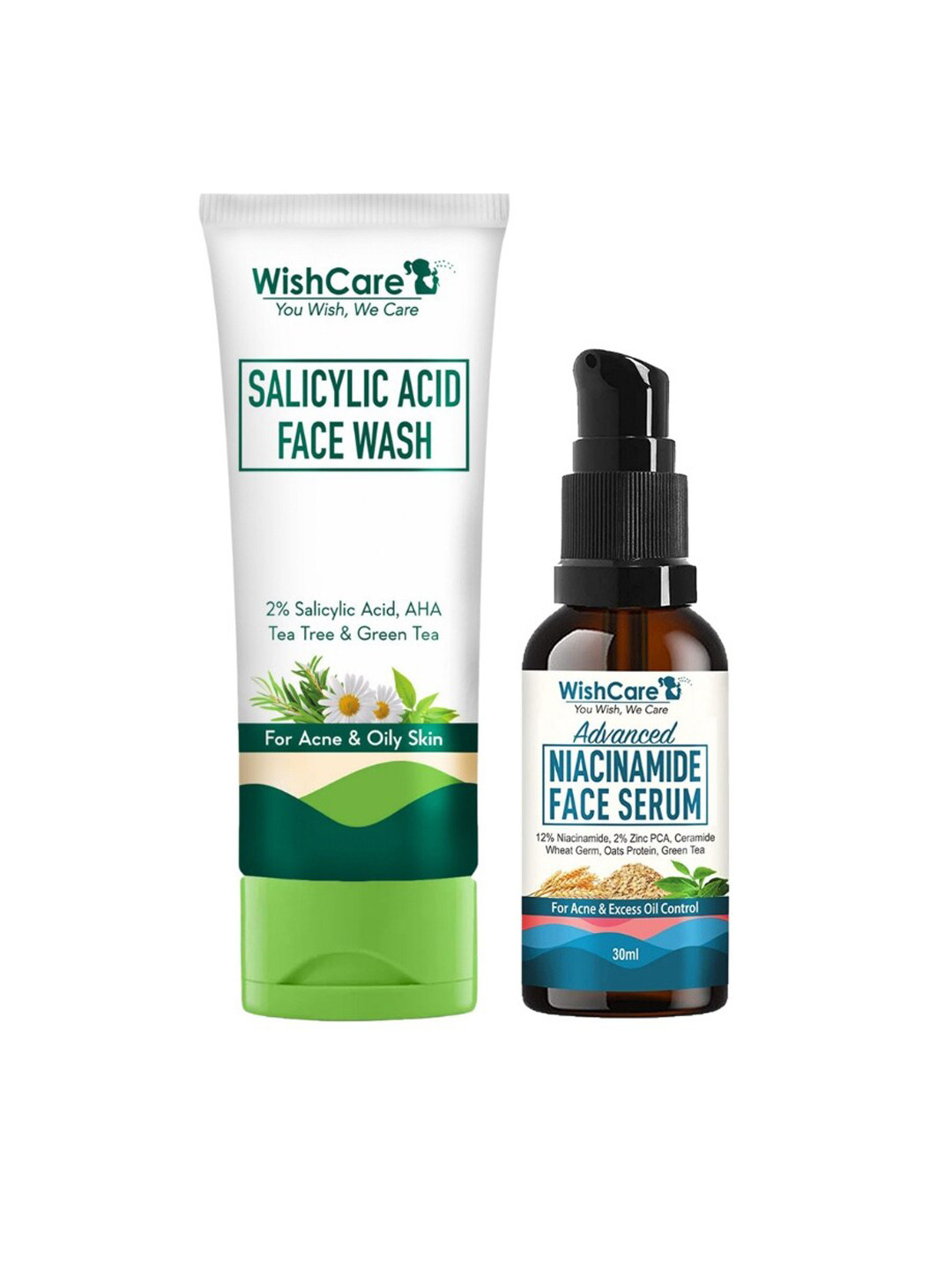 

WishCare Set of 2% Salicylic Acid Face Wash-100ml & Niacinamide Advanced Face Serum-30ml, White
