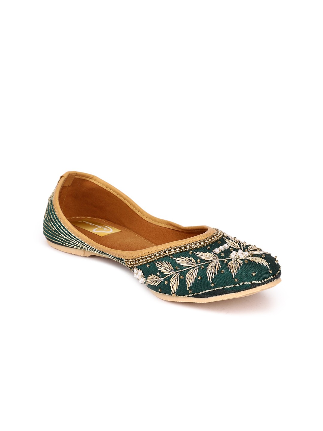 

The Desi Dulhan Embroidered Ethnic Mojaris, Green