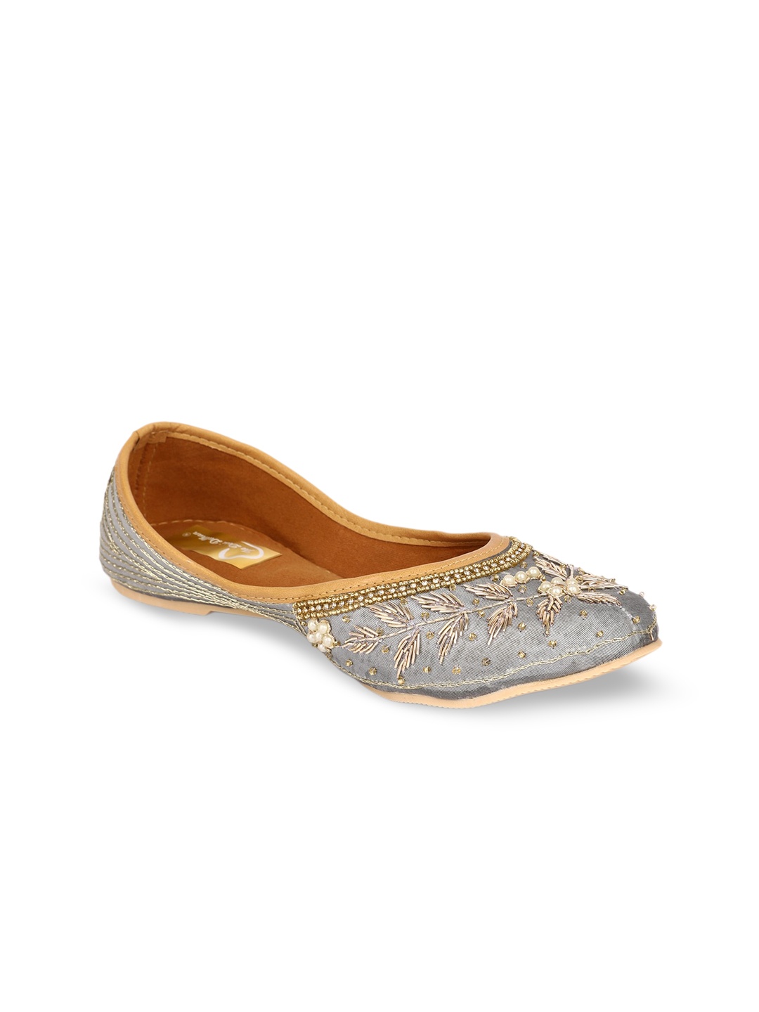 

The Desi Dulhan Embroidered Ethnic Mojaris, Grey