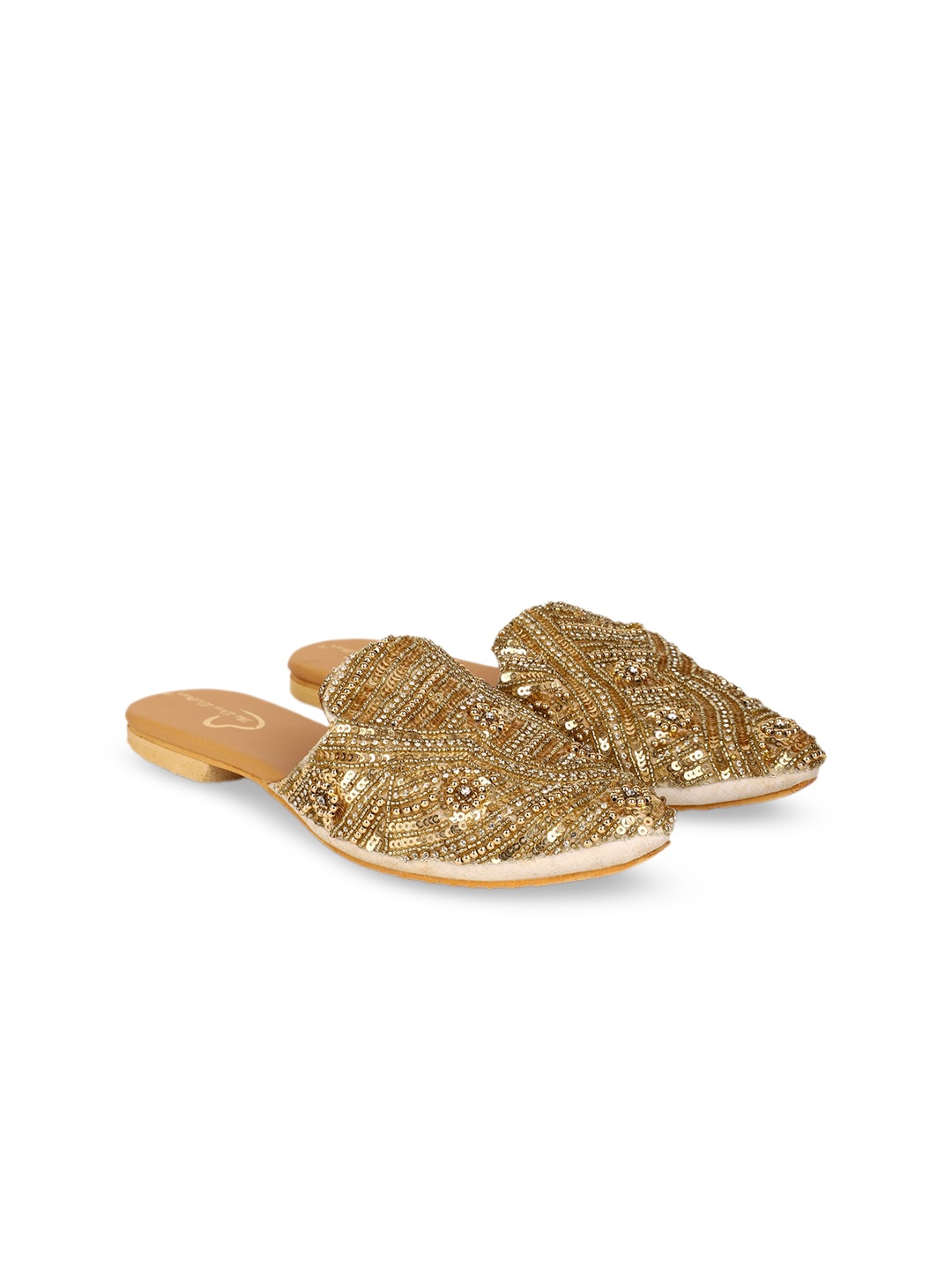 

The Desi Dulhan Embellished Ethnic Mules, Gold