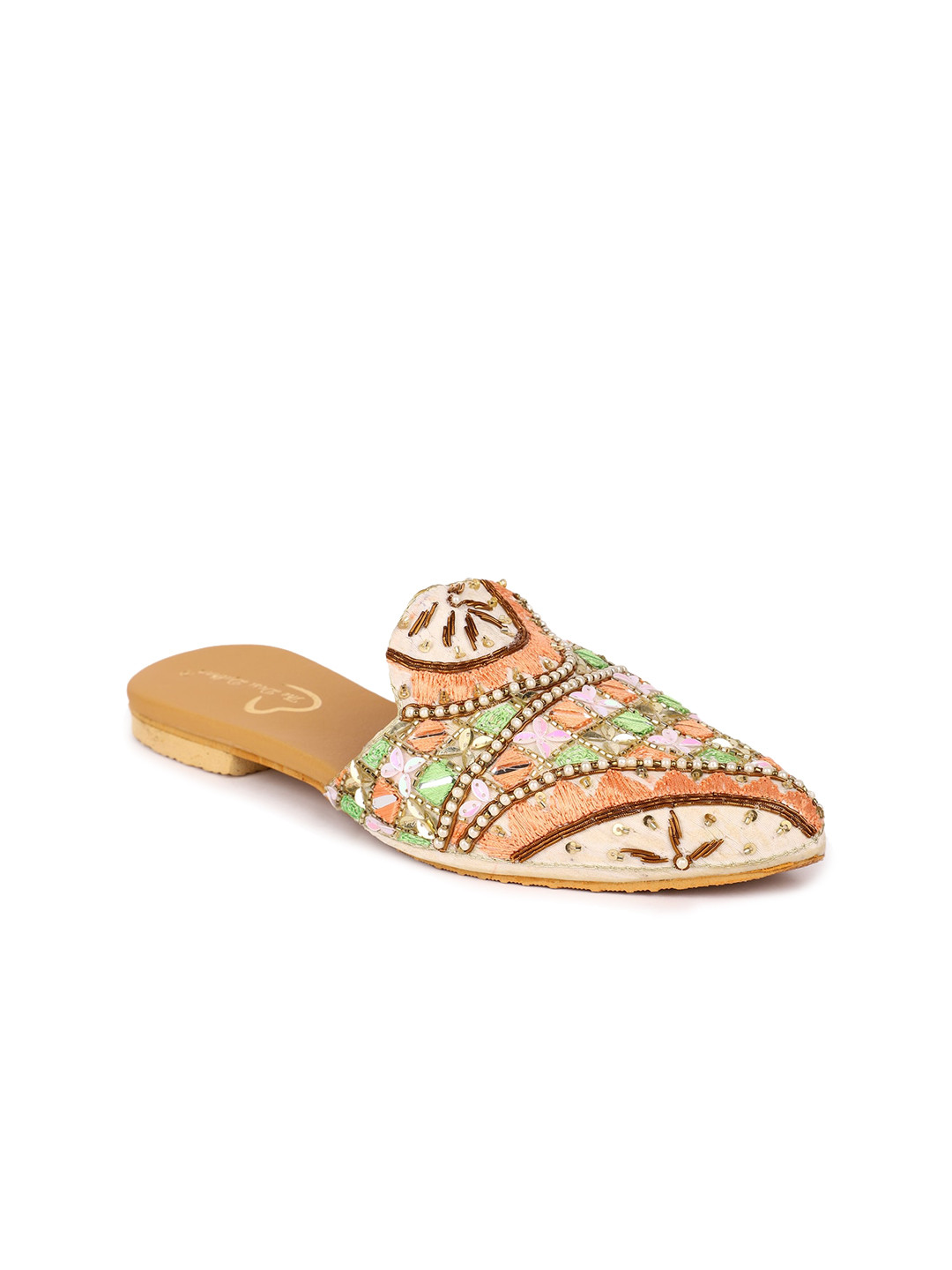 

The Desi Dulhan Embroidered Ethnic Mules, Peach