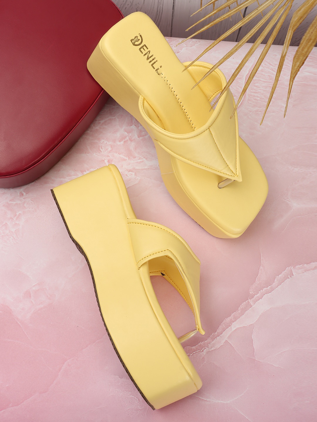 

Denill Open Toe Flatform Heels, Yellow