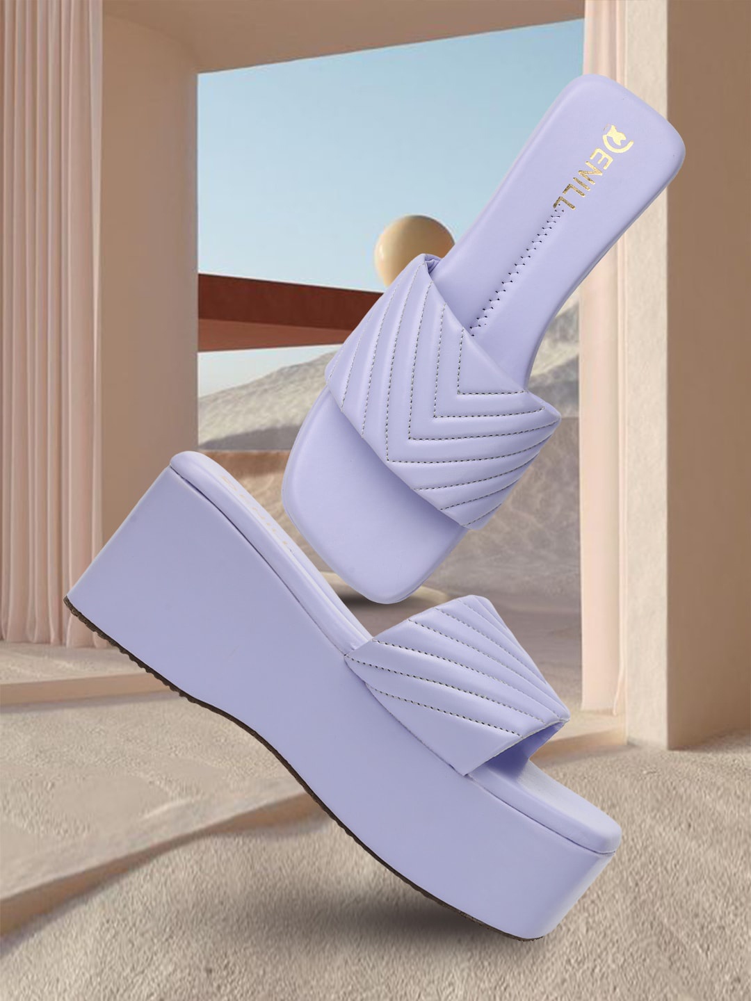 

Denill Textured Open Toe Flatform Heels, Lavender