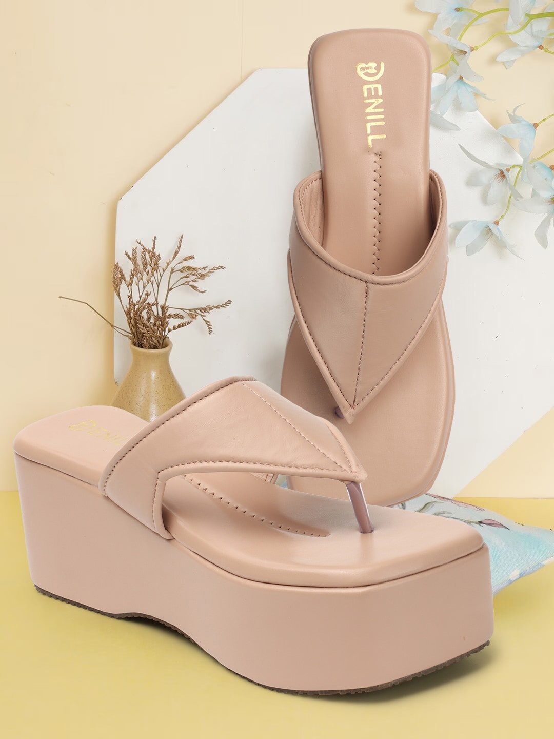 

Denill Open Toe Flatform Heels, Peach