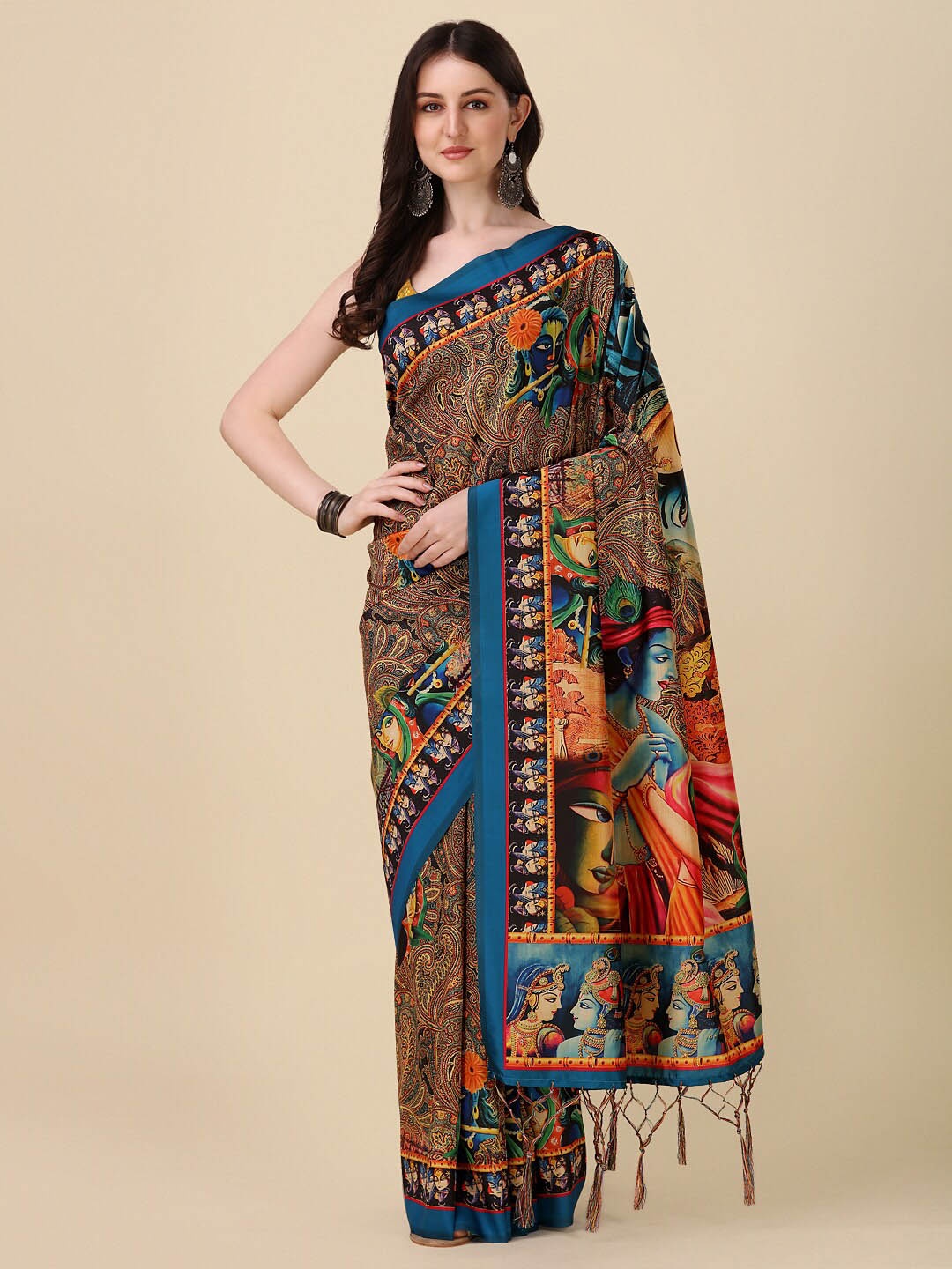 

Kaizen TEXO FAB Ethnic Motifs Tussar Saree, Grey