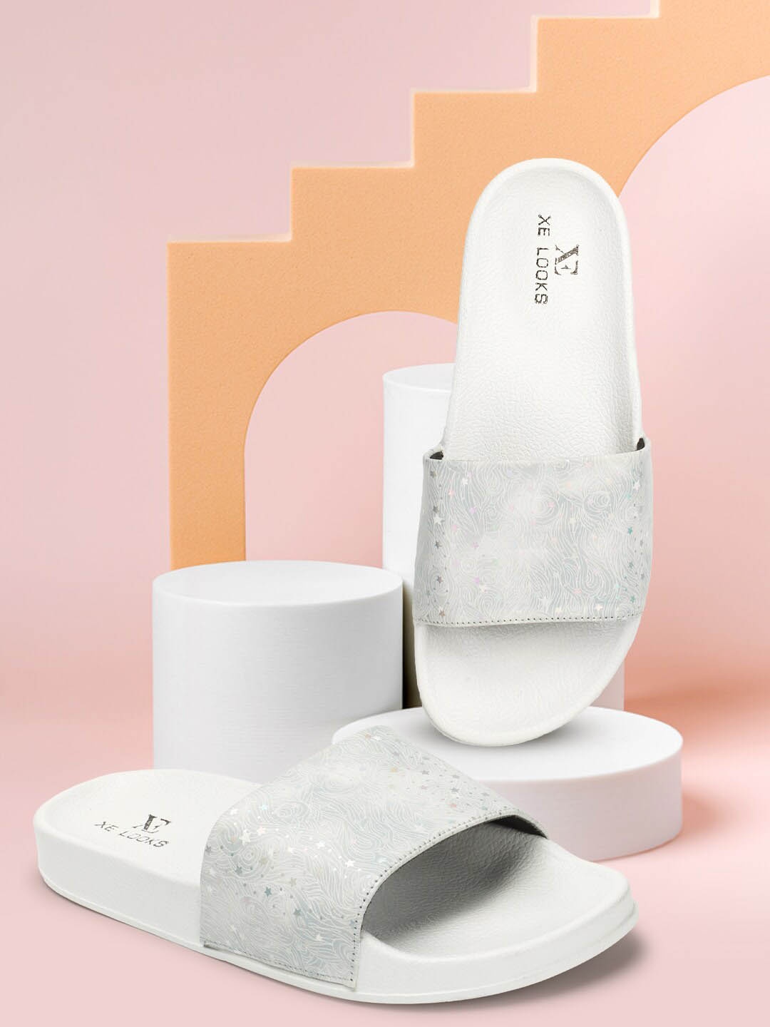 

XE Looks Women Printed Sliders, White