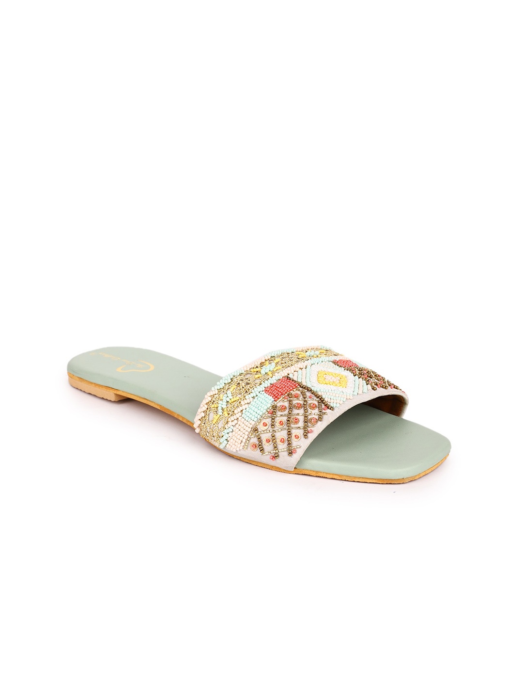 

The Desi Dulhan Embellished Open Toe Flats, Blue